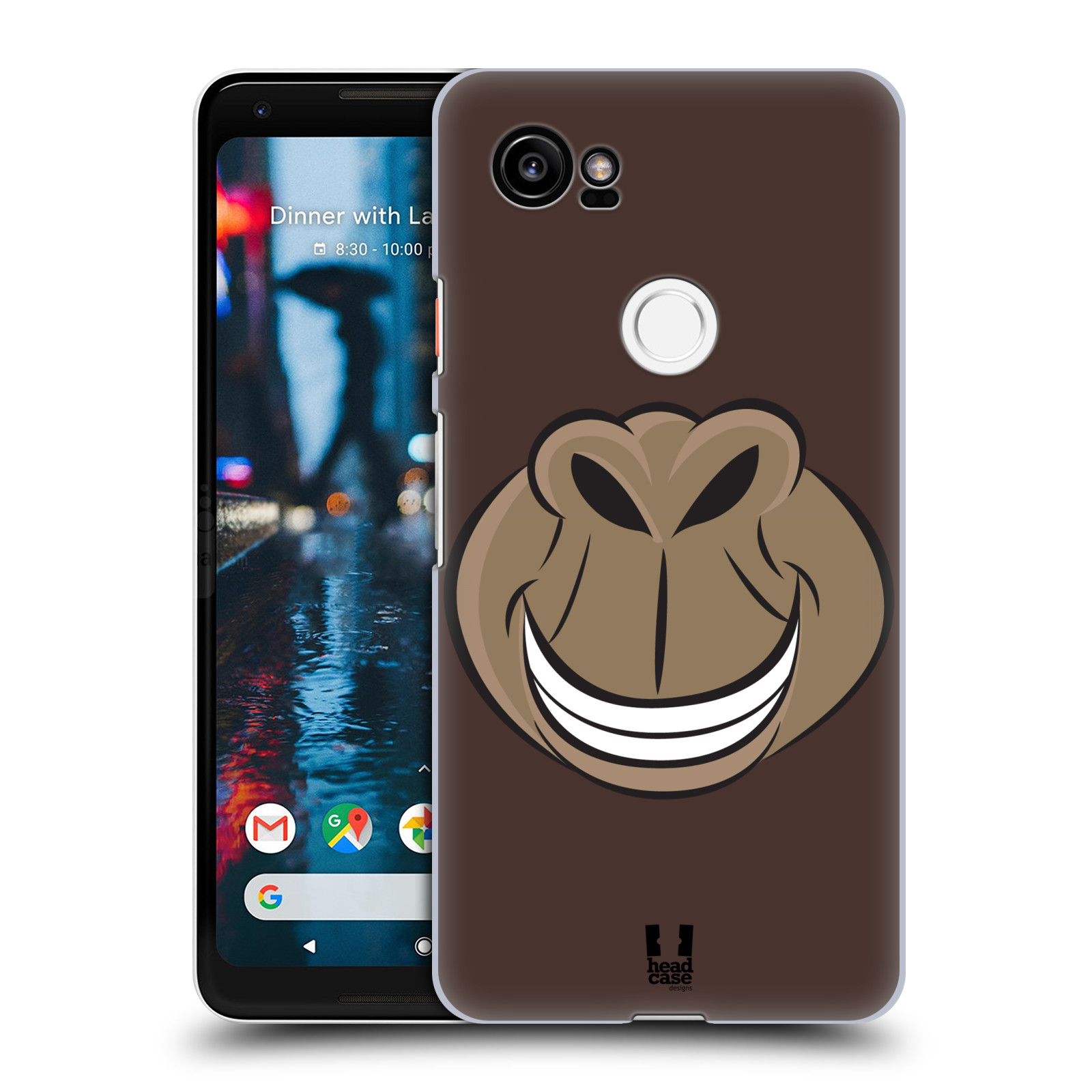 HEAD CASE plastový obal na mobil Google Pixel 2 XL vzor Zvířecí úsměv opice hnědá