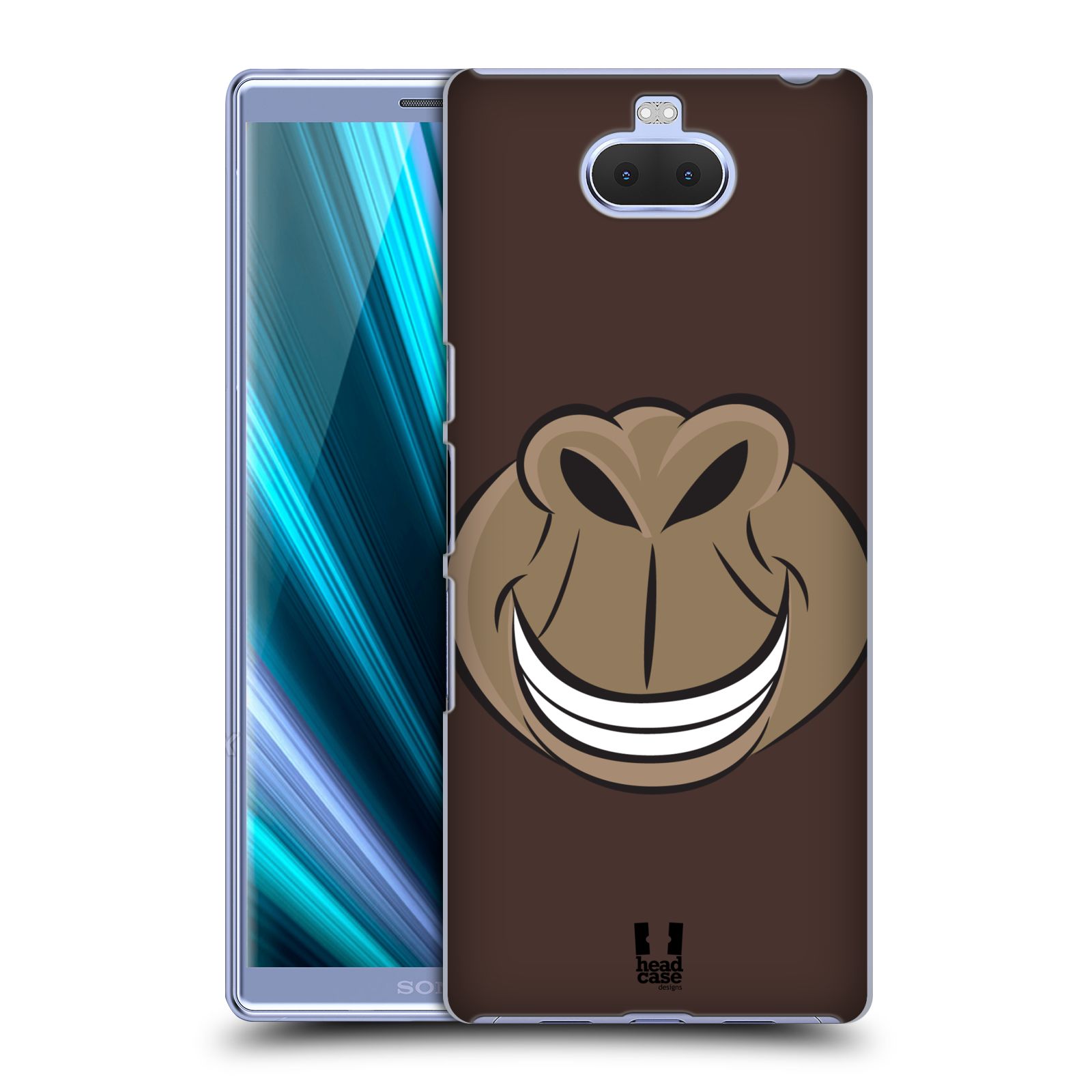 Pouzdro na mobil Sony Xperia 10 - Head Case - vzor Zvířecí úsměv opice hnědá