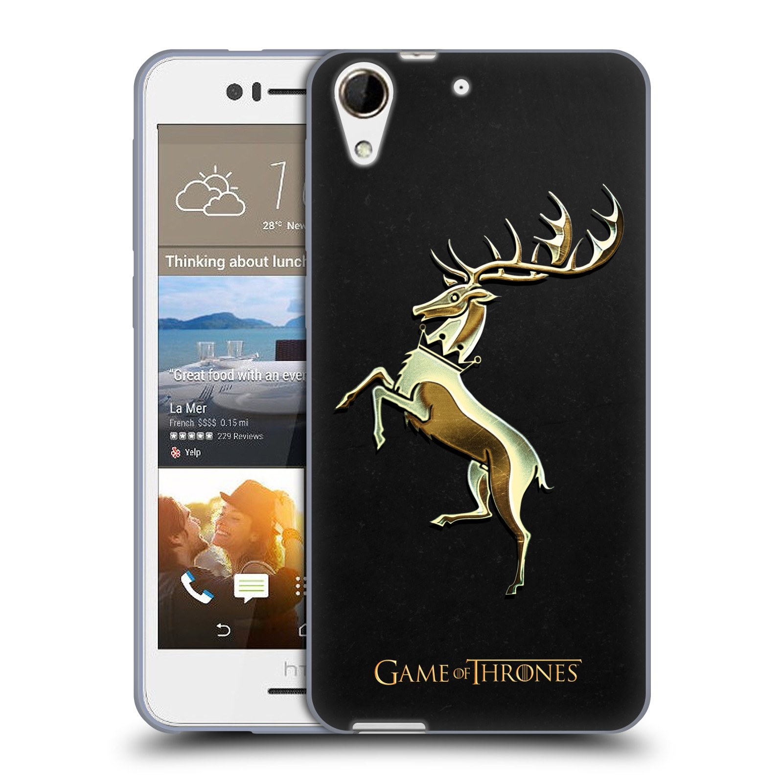HEAD CASE silikonový obal na mobil HTC Desire 728 oficiální kryt Hra o trůny Rod Baratheonů z Bouřlivého konce zlatý erb