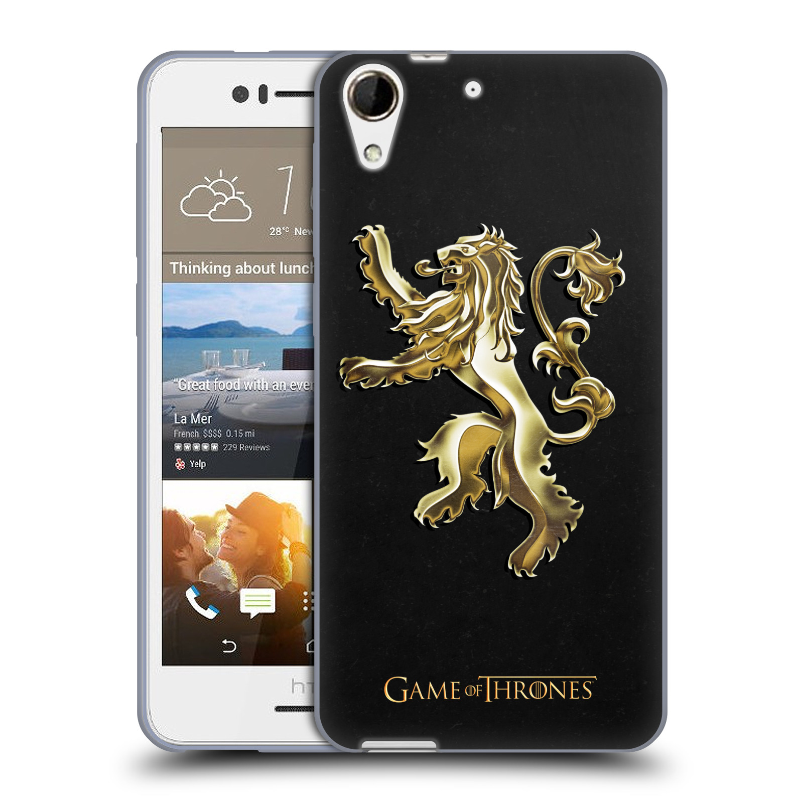HEAD CASE silikonový obal na mobil HTC Desire 728 oficiální kryt Hra o trůny Rod Lannisterů z Casterlyovi skály zlatá barva