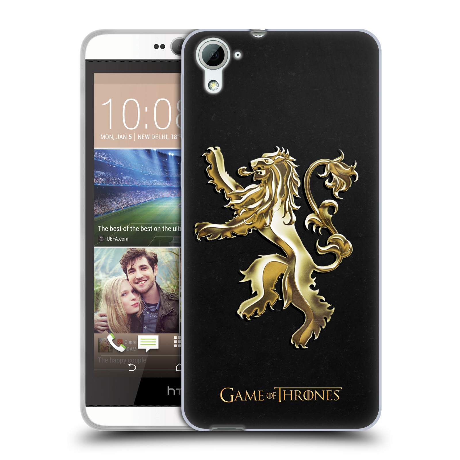 HEAD CASE silikonový obal na mobil HTC Desire 826 oficiální kryt Hra o trůny Rod Lannisterů z Casterlyovi skály zlatá barva