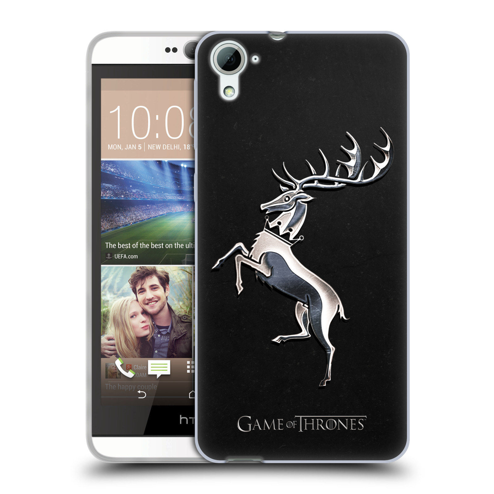 HEAD CASE silikonový obal na mobil HTC Desire 826 oficiální kryt Hra o trůny Rod Baratheonů z Bouřlivého konce stříbrný erb
