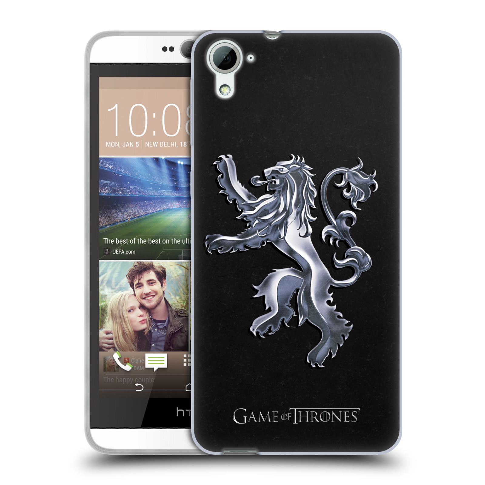 HEAD CASE silikonový obal na mobil HTC Desire 826 oficiální kryt Hra o trůny Rod Lannisterů z Casterlyovi skály stříbrná barva