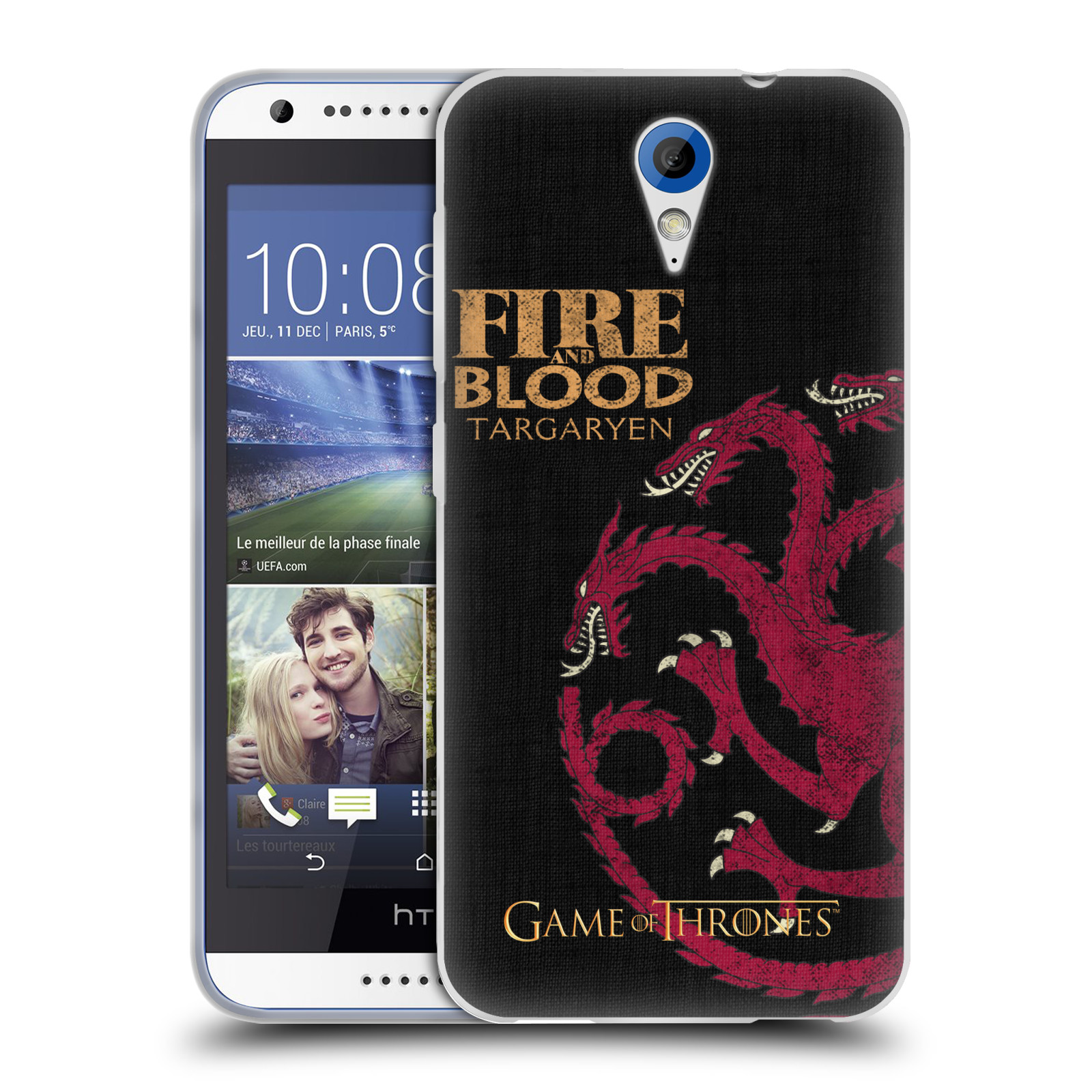 HEAD CASE silikonový obal na mobil HTC Desire 620 oficiální kryt Hra o trůny Rod Targaryenů z Dračího kamene