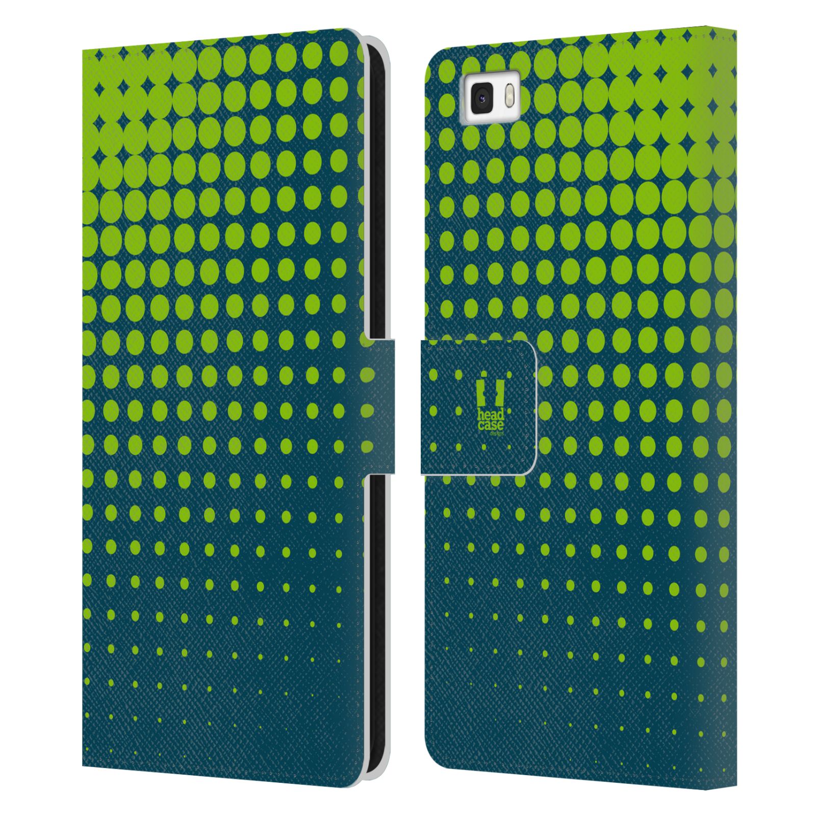 HEAD CASE Flipové pouzdro pro mobil Huawei P8 LITE prolínající se tečky limetkově zelená