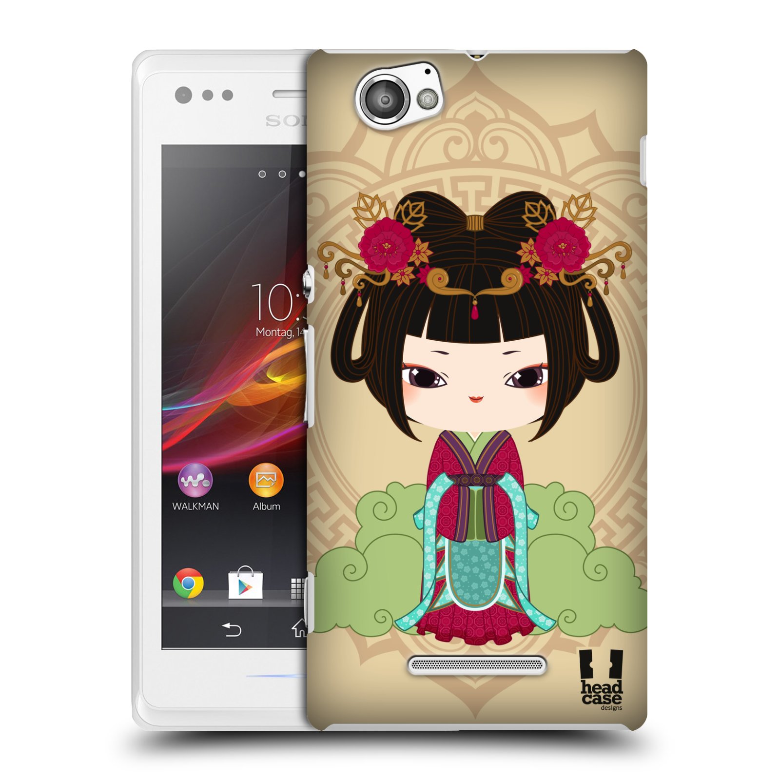 HEAD CASE plastový obal na mobil Sony Xperia M vzor Hanfu Japonská panenka YIN