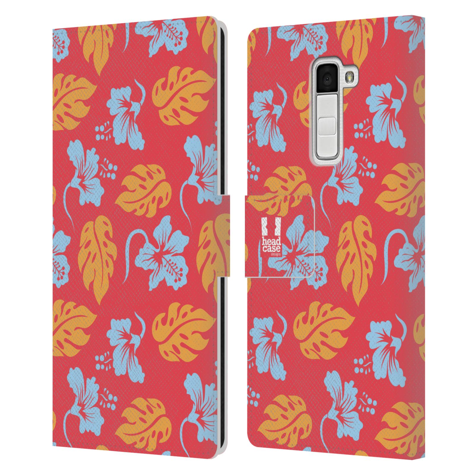 HEAD CASE Flipové pouzdro pro mobil LG K10 Havajský vzor listy růžová