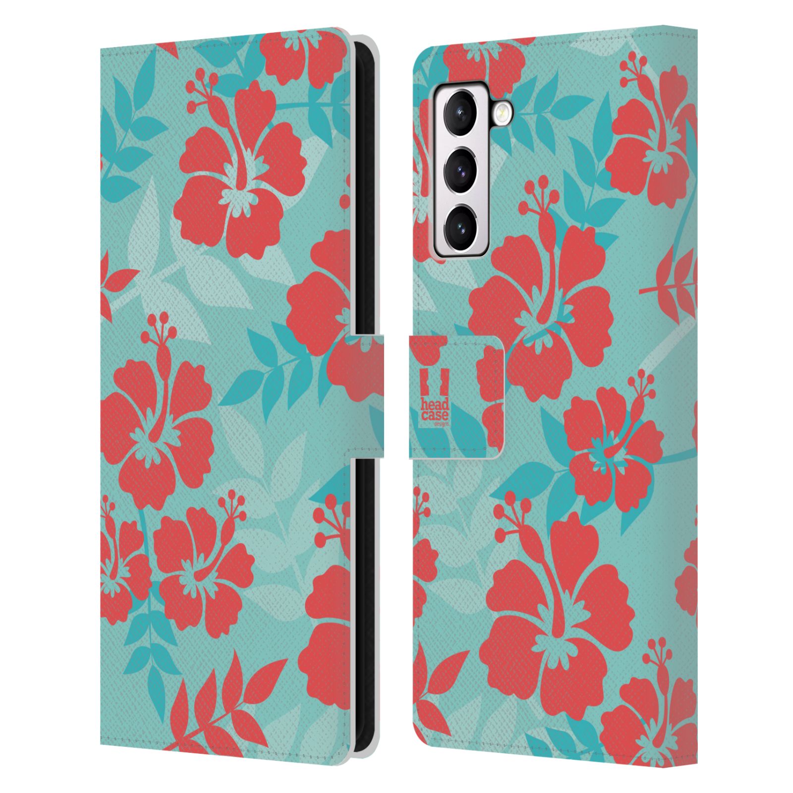 Pouzdro HEAD CASE na mobil Samsung Galaxy S21+ 5G / S21 PLUS 5G Havajský vzor Ibišek květ modrá a růžová