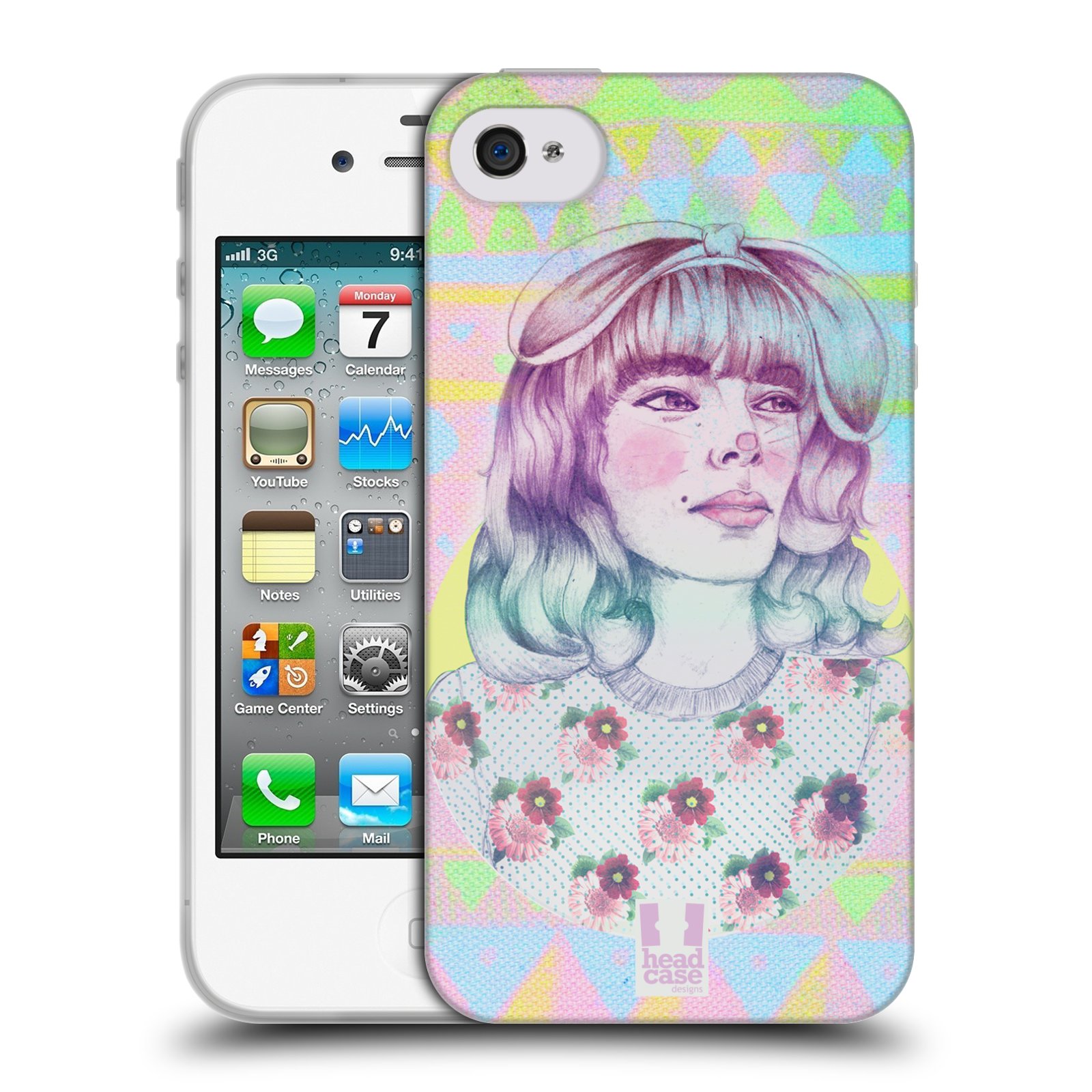 HEAD CASE silikonový obal na mobil Apple Iphone 4/4S vzor Děvče zvířecí tématika zajíček