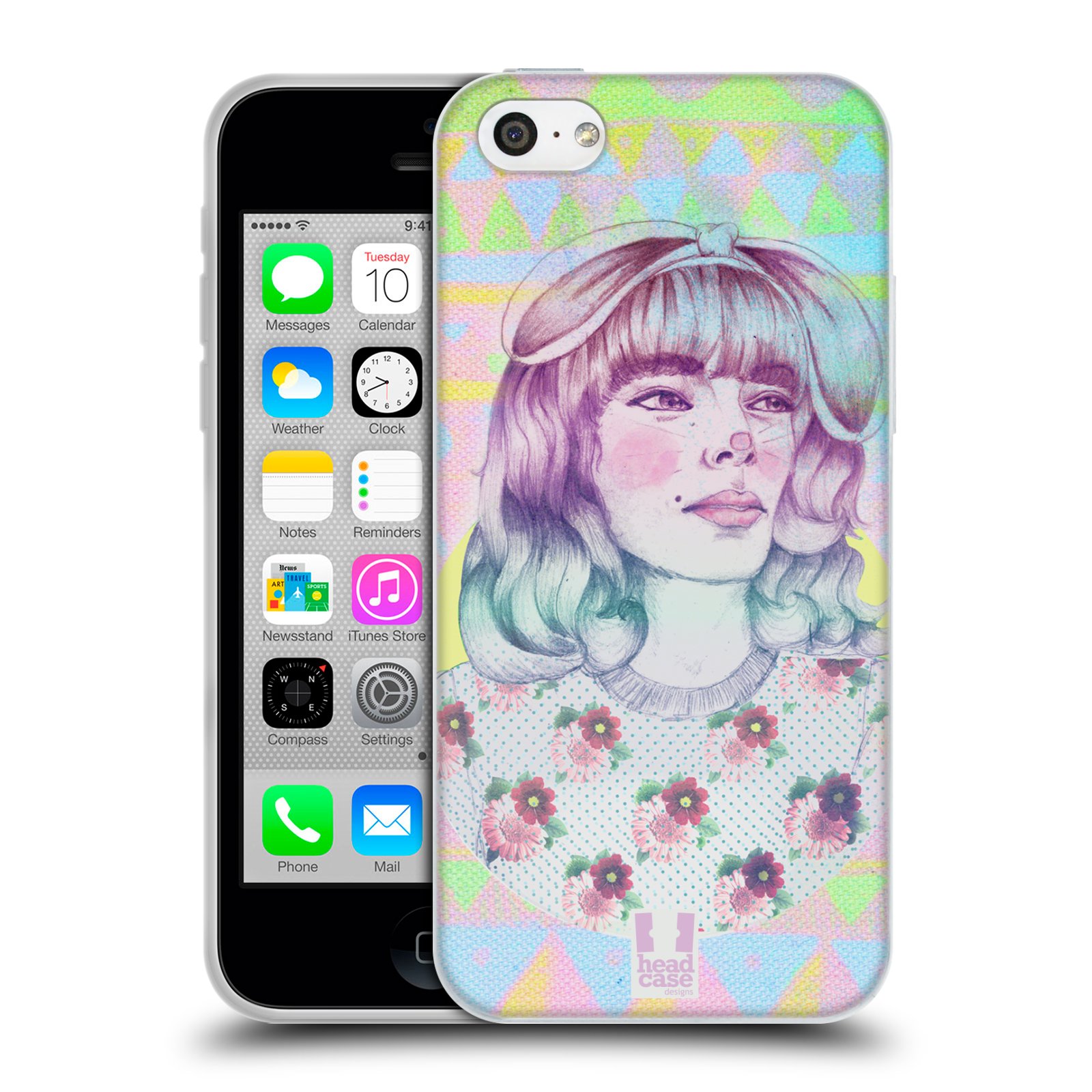 HEAD CASE silikonový obal na mobil Apple Iphone 5C vzor Děvče zvířecí tématika zajíček