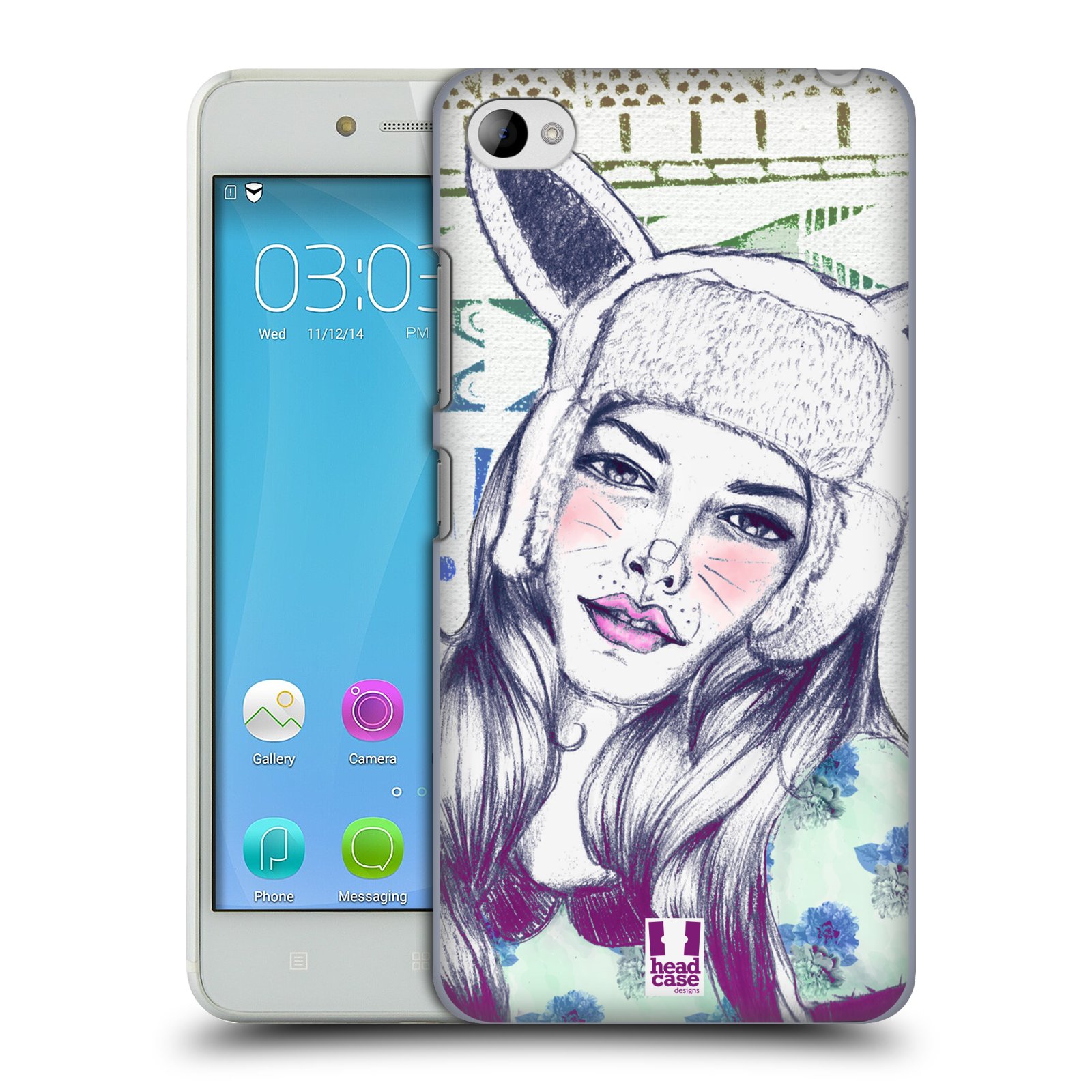 HEAD CASE pevný plastový obal na mobil LENOVO S90 vzor Děvče zvířecí tématika zajíček čepka