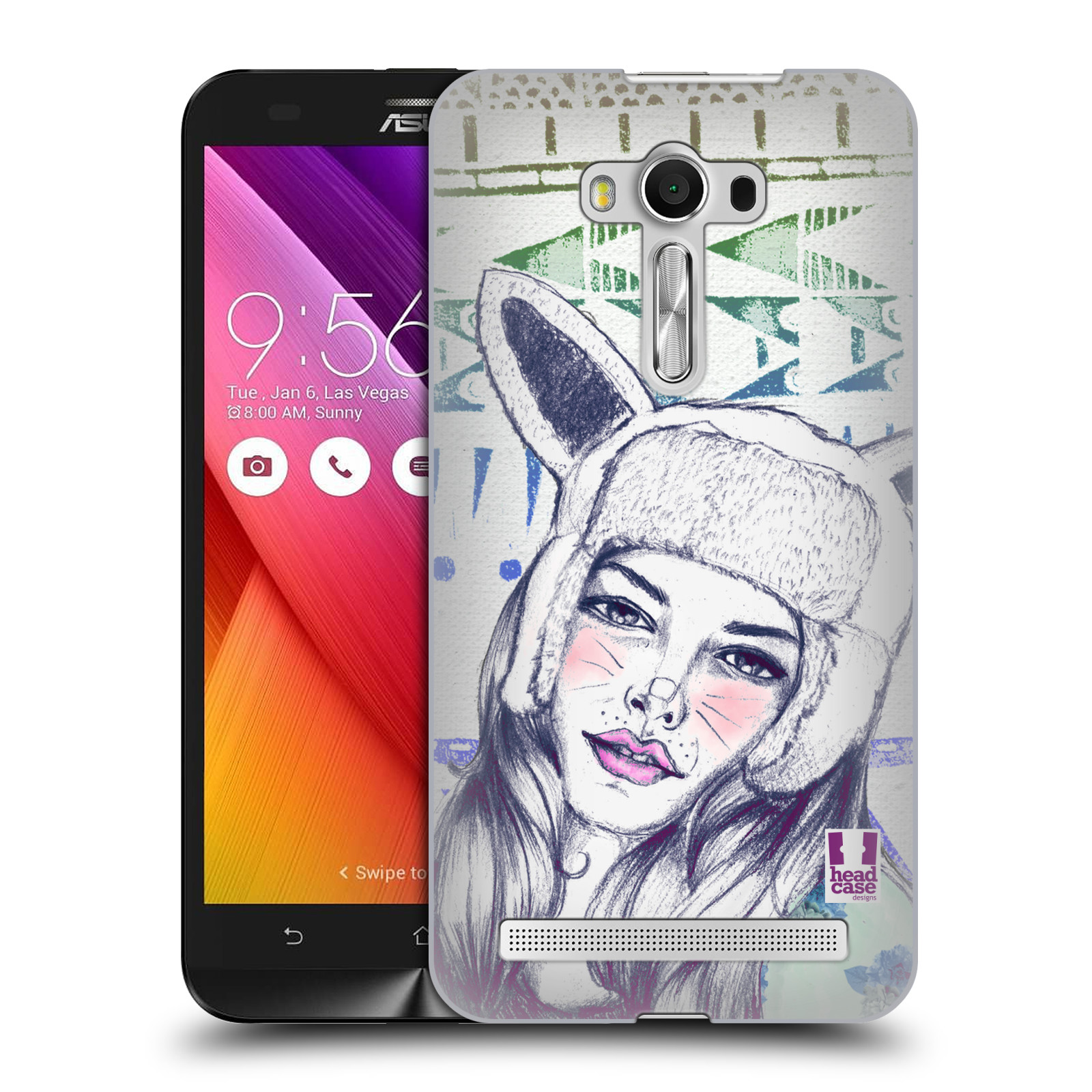 HEAD CASE plastový obal na mobil Asus Zenfone 2 LASER (5,5 displej ZE550KL) vzor Děvče zvířecí tématika zajíček čepka