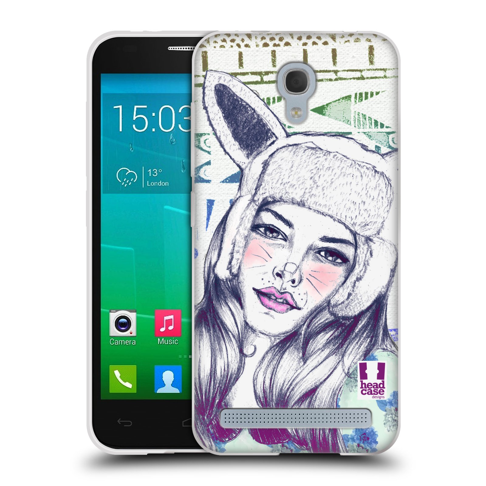 HEAD CASE silikonový obal na mobil Alcatel Idol 2 MINI S 6036Y vzor Děvče zvířecí tématika zajíček čepka