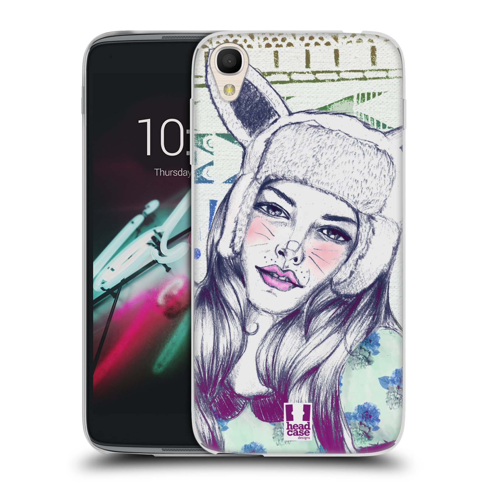 HEAD CASE silikonový obal na mobil Alcatel Idol 3 OT-6039Y (4.7) vzor Děvče zvířecí tématika zajíček čepka