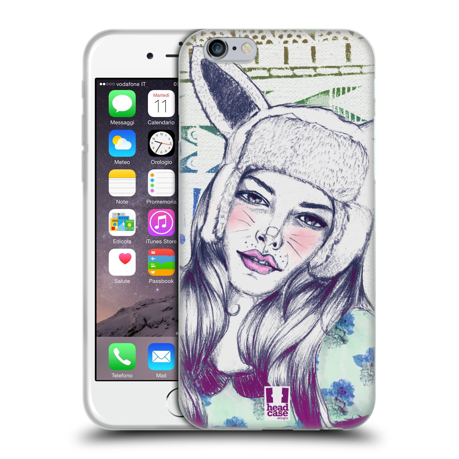 HEAD CASE silikonový obal na mobil Apple Iphone 6/6S vzor Děvče zvířecí tématika zajíček čepka
