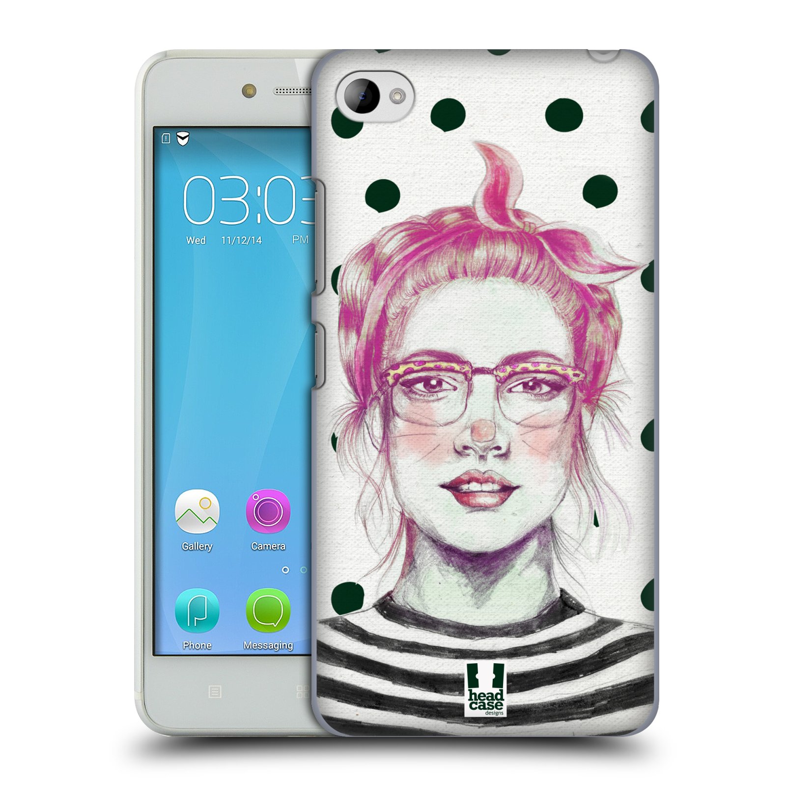 HEAD CASE pevný plastový obal na mobil LENOVO S90 vzor Děvče zvířecí tématika zajíček puntíky