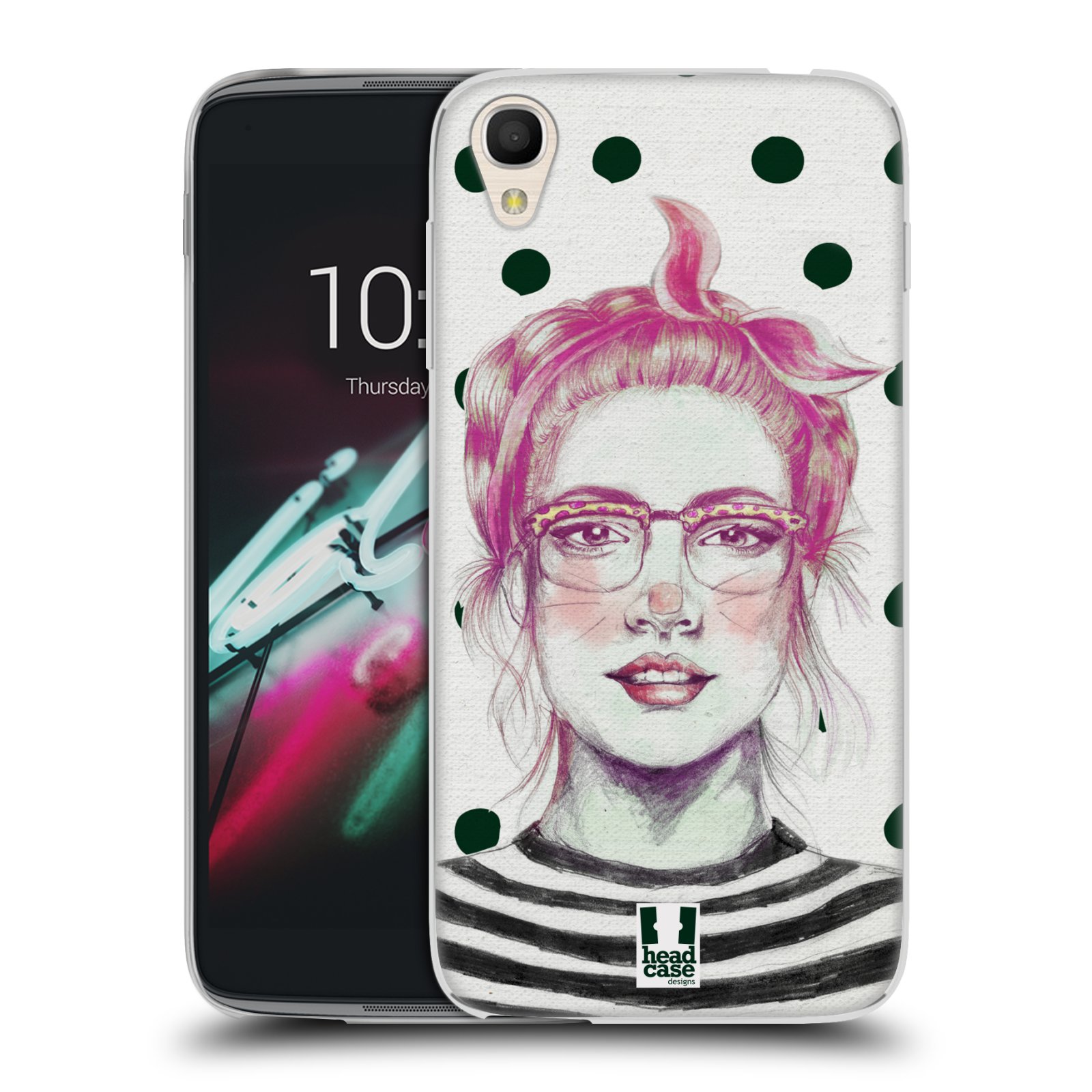 HEAD CASE silikonový obal na mobil Alcatel Idol 3 OT-6039Y (4.7) vzor Děvče zvířecí tématika zajíček puntíky