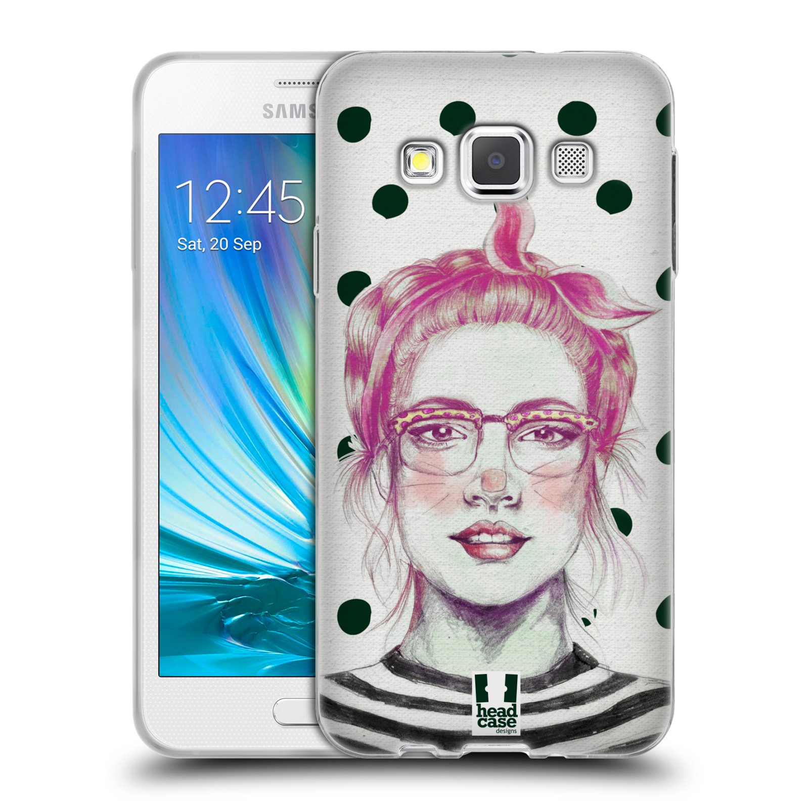 HEAD CASE silikonový obal na mobil Samsung Galaxy A3 vzor Děvče zvířecí tématika zajíček puntíky