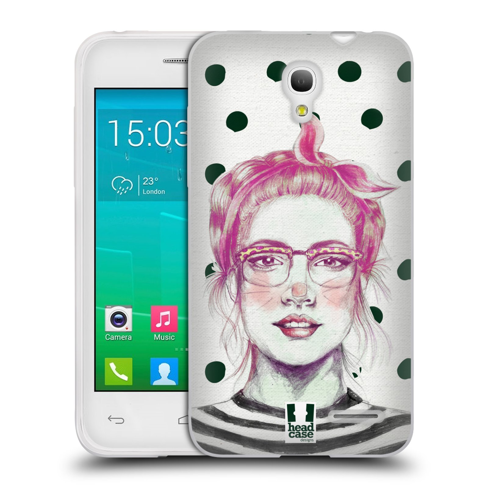 HEAD CASE silikonový obal na mobil Alcatel POP S3 OT-5050Y vzor Děvče zvířecí tématika zajíček puntíky
