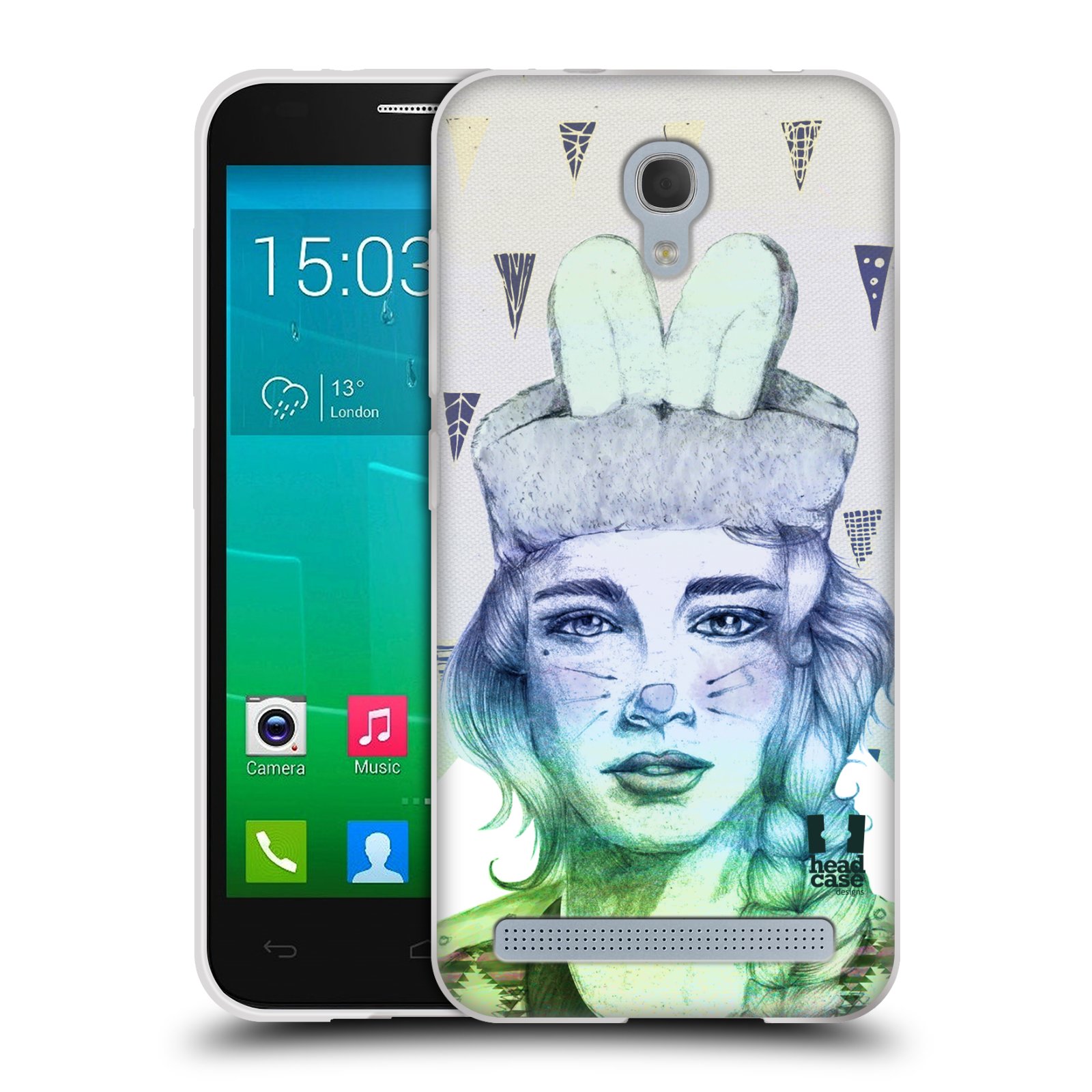 HEAD CASE silikonový obal na mobil Alcatel Idol 2 MINI S 6036Y vzor Děvče zvířecí tématika zajíček triangl