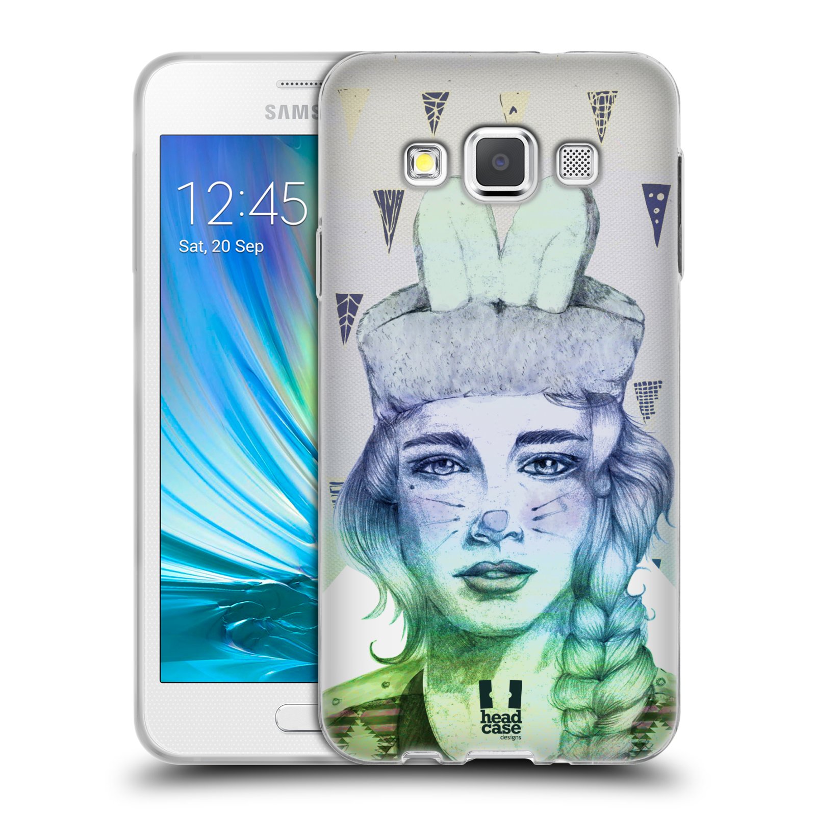 HEAD CASE silikonový obal na mobil Samsung Galaxy A3 vzor Děvče zvířecí tématika zajíček triangl