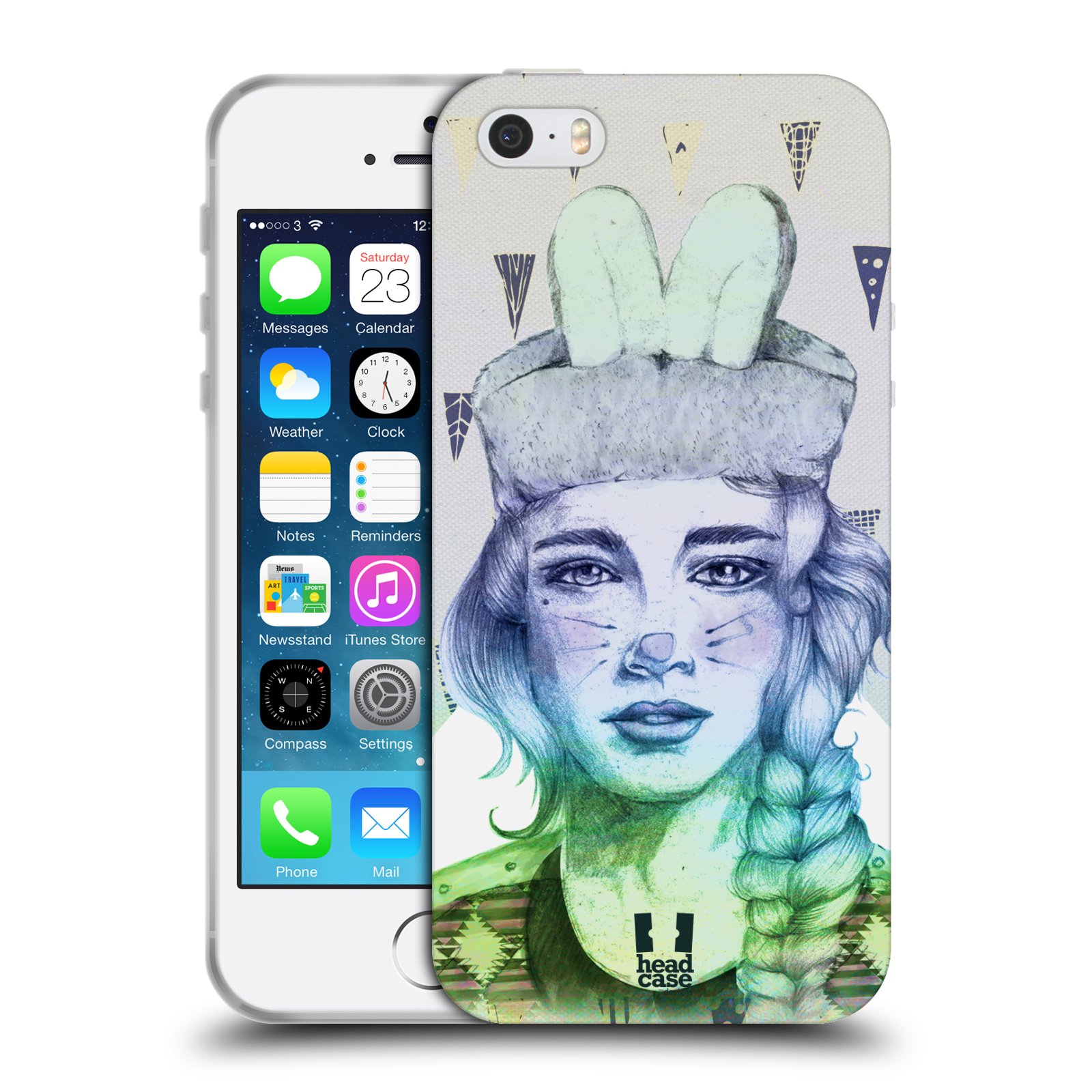 HEAD CASE silikonový obal na mobil Apple Iphone 5/5S vzor Děvče zvířecí tématika zajíček triangl