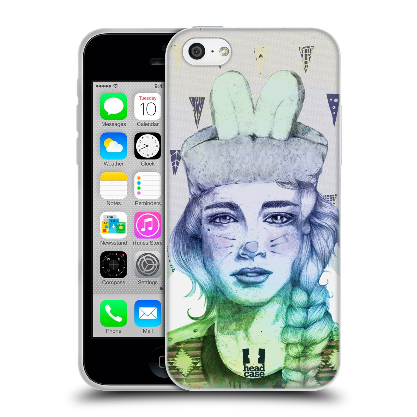 HEAD CASE silikonový obal na mobil Apple Iphone 5C vzor Děvče zvířecí tématika zajíček triangl
