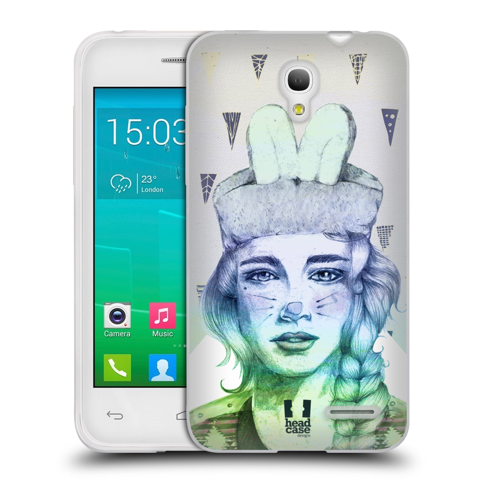HEAD CASE silikonový obal na mobil Alcatel POP S3 OT-5050Y vzor Děvče zvířecí tématika zajíček triangl