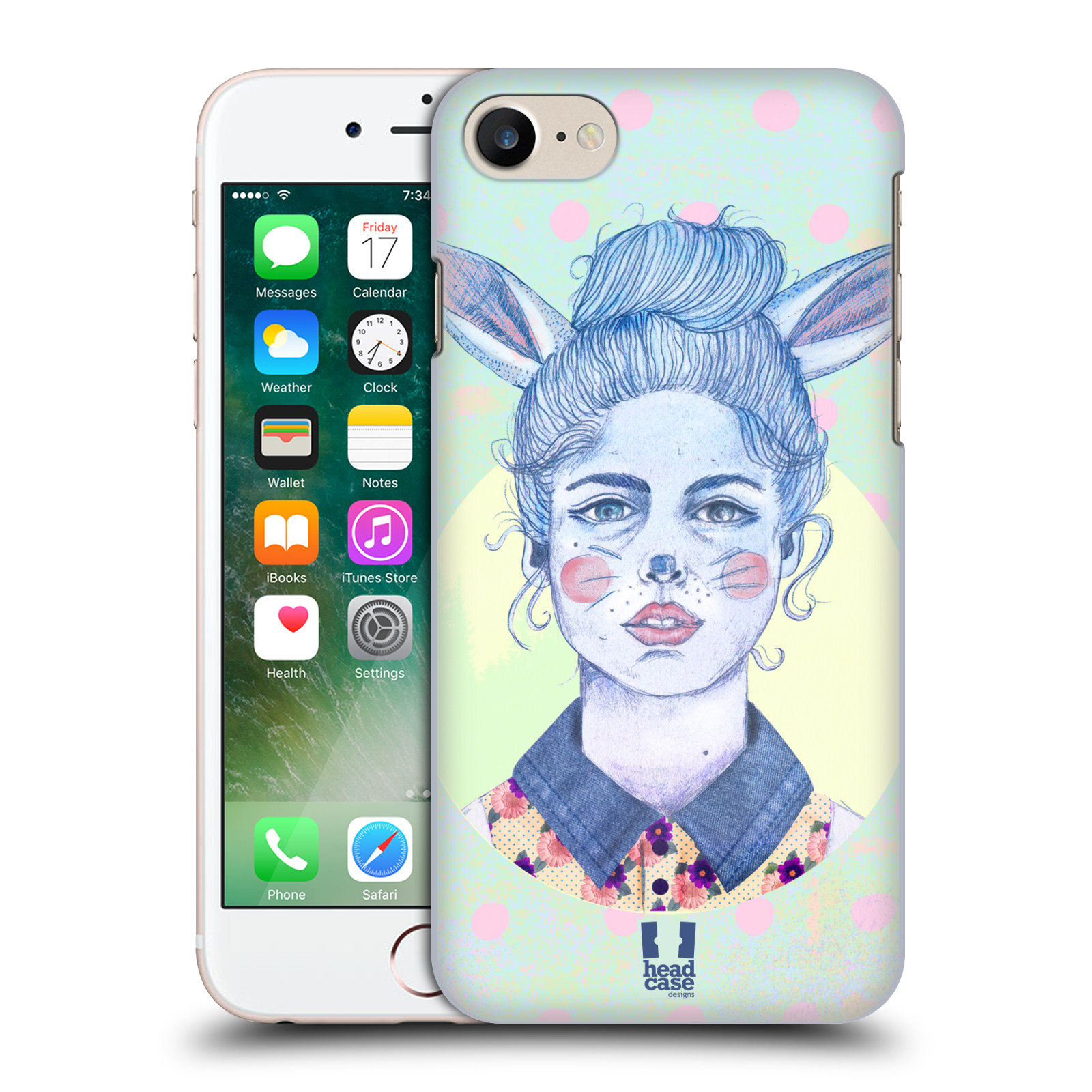 HEAD CASE plastový obal na mobil Apple Iphone 7 vzor Děvče zvířecí tématika zajíček zima
