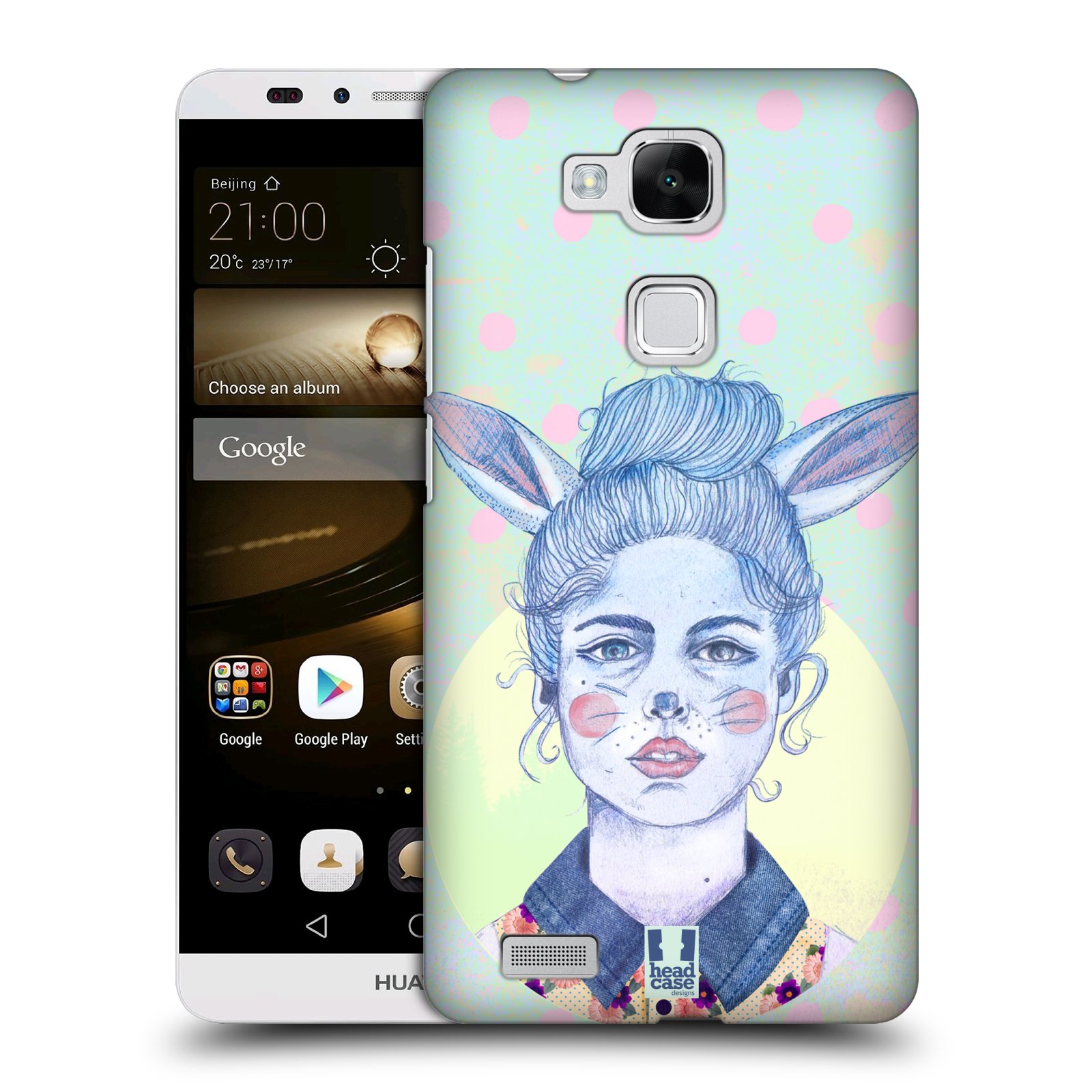 HEAD CASE plastový obal na mobil Huawei Mate 7 vzor Děvče zvířecí tématika zajíček zima