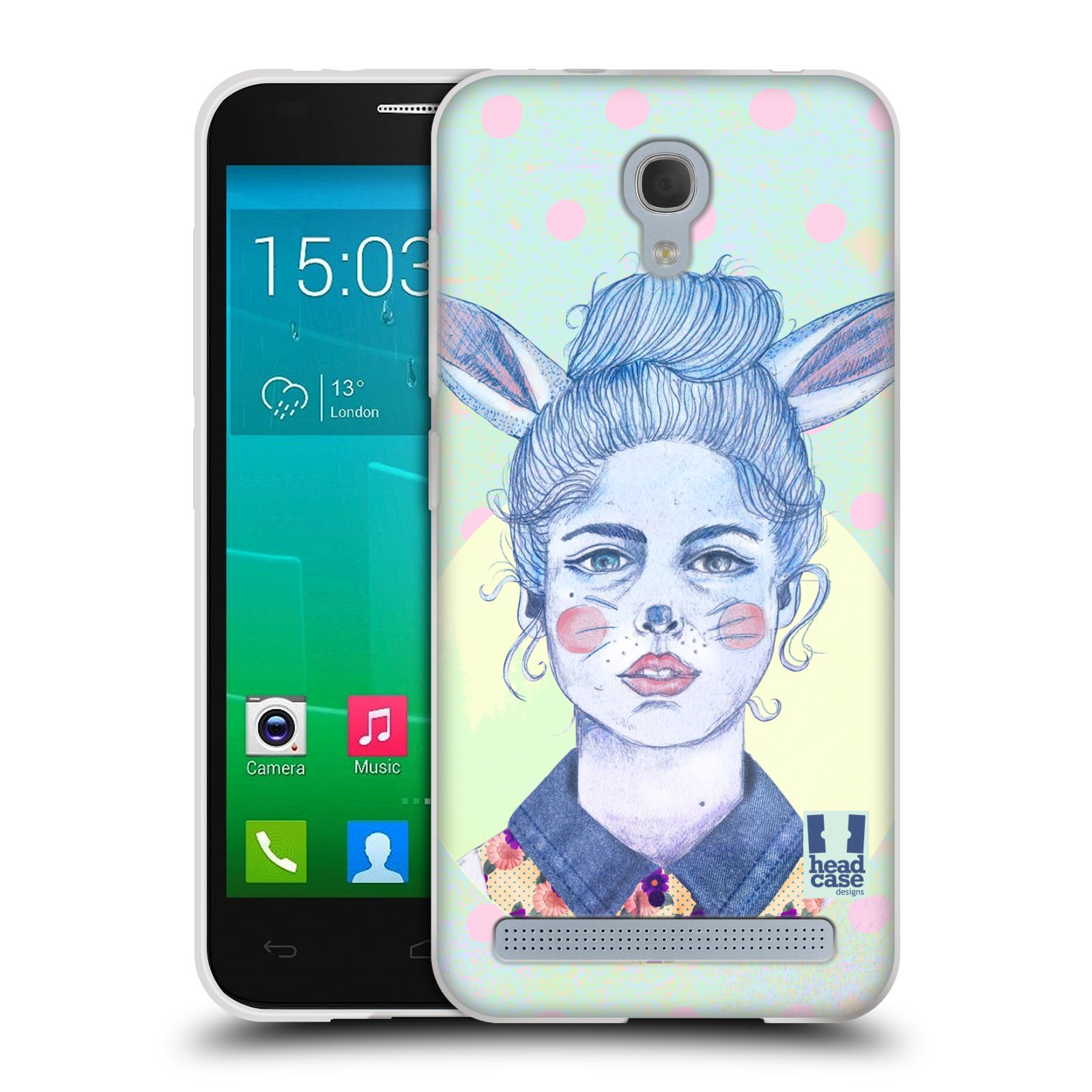 HEAD CASE silikonový obal na mobil Alcatel Idol 2 MINI S 6036Y vzor Děvče zvířecí tématika zajíček zima