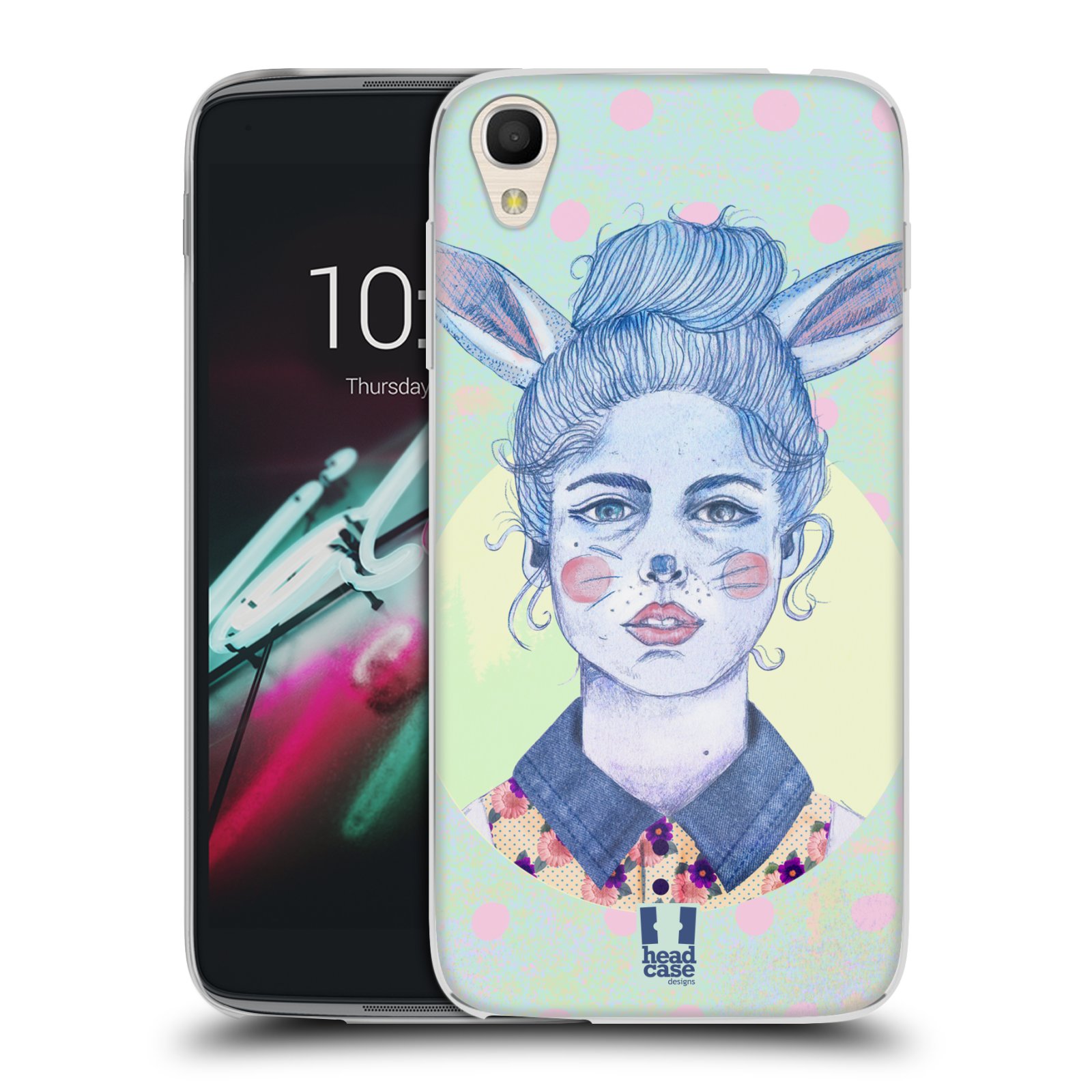 HEAD CASE silikonový obal na mobil Alcatel Idol 3 OT-6039Y (4.7) vzor Děvče zvířecí tématika zajíček zima