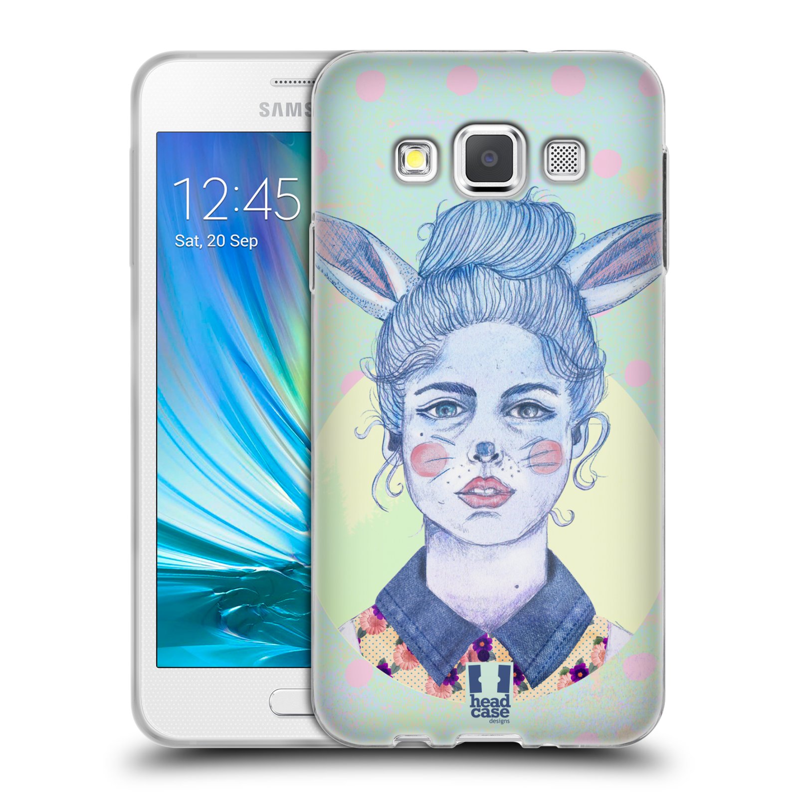 HEAD CASE silikonový obal na mobil Samsung Galaxy A3 vzor Děvče zvířecí tématika zajíček zima