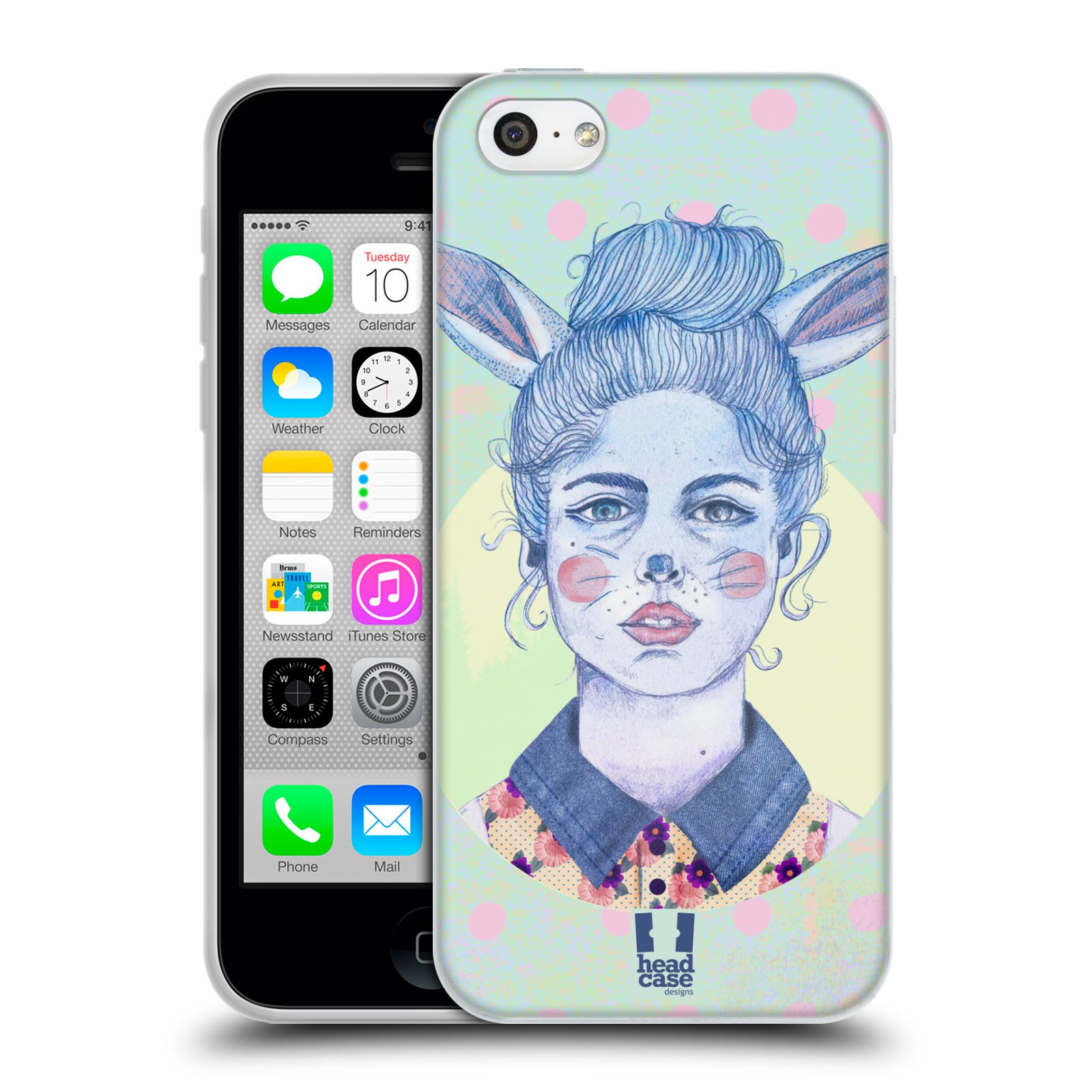 HEAD CASE silikonový obal na mobil Apple Iphone 5C vzor Děvče zvířecí tématika zajíček zima
