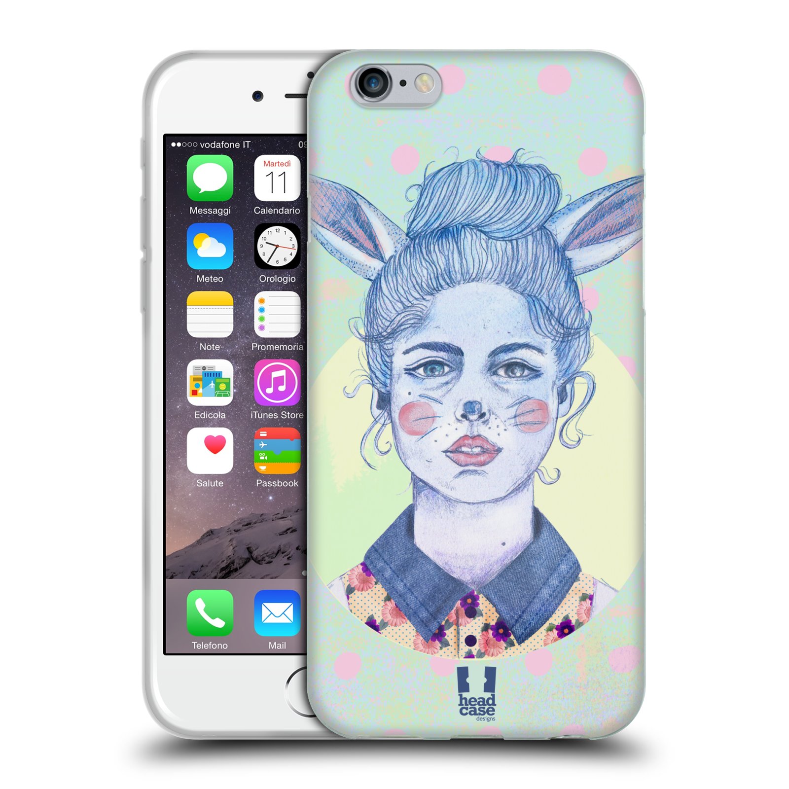HEAD CASE silikonový obal na mobil Apple Iphone 6/6S vzor Děvče zvířecí tématika zajíček zima