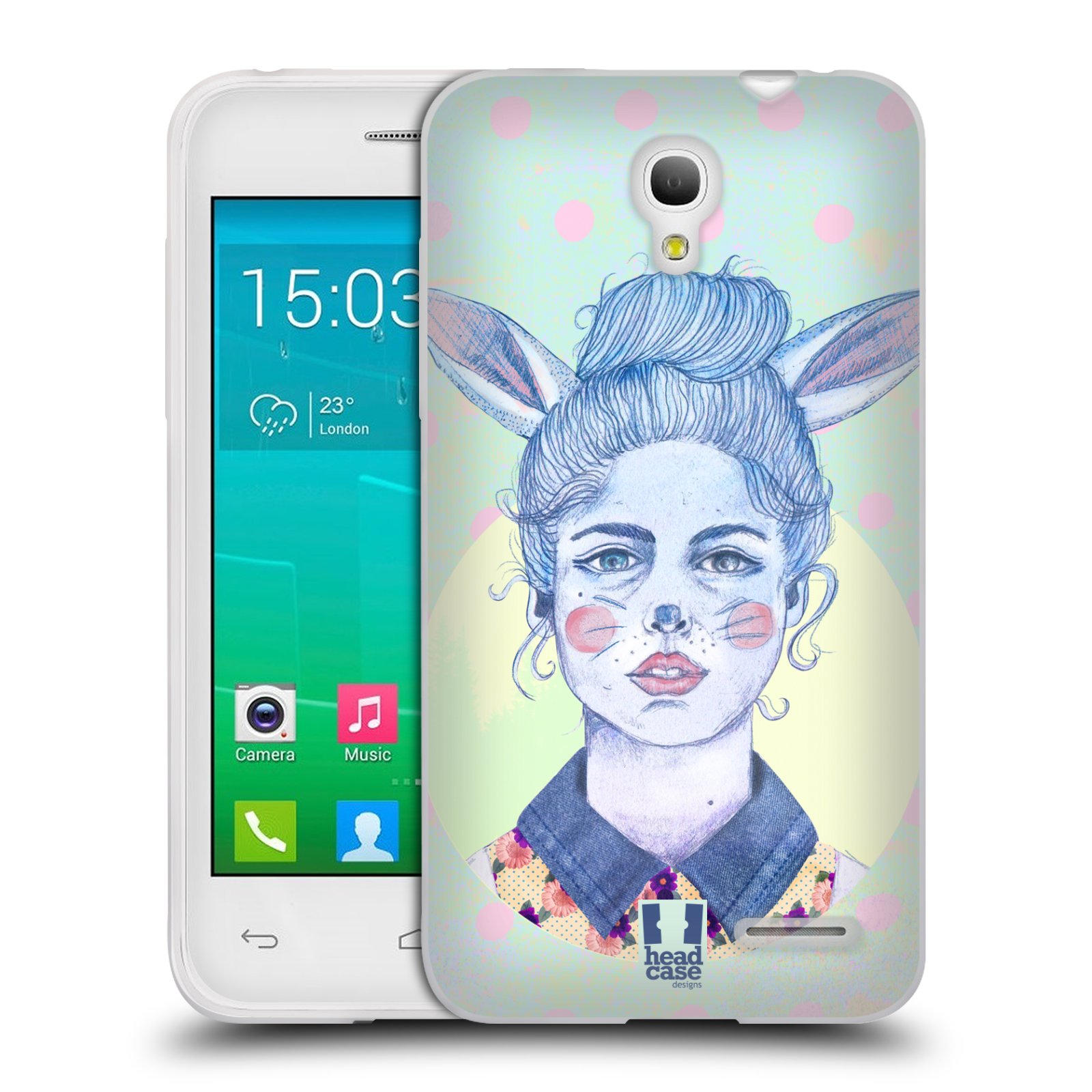 HEAD CASE silikonový obal na mobil Alcatel POP S3 OT-5050Y vzor Děvče zvířecí tématika zajíček zima