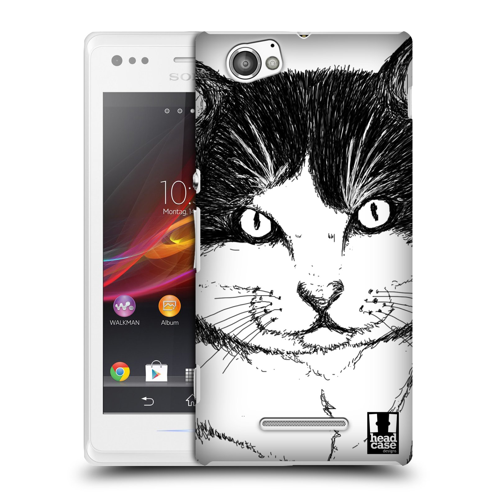 HEAD CASE plastový obal na mobil Sony Xperia M vzor Kreslená zvířátka černá a bílá kočka