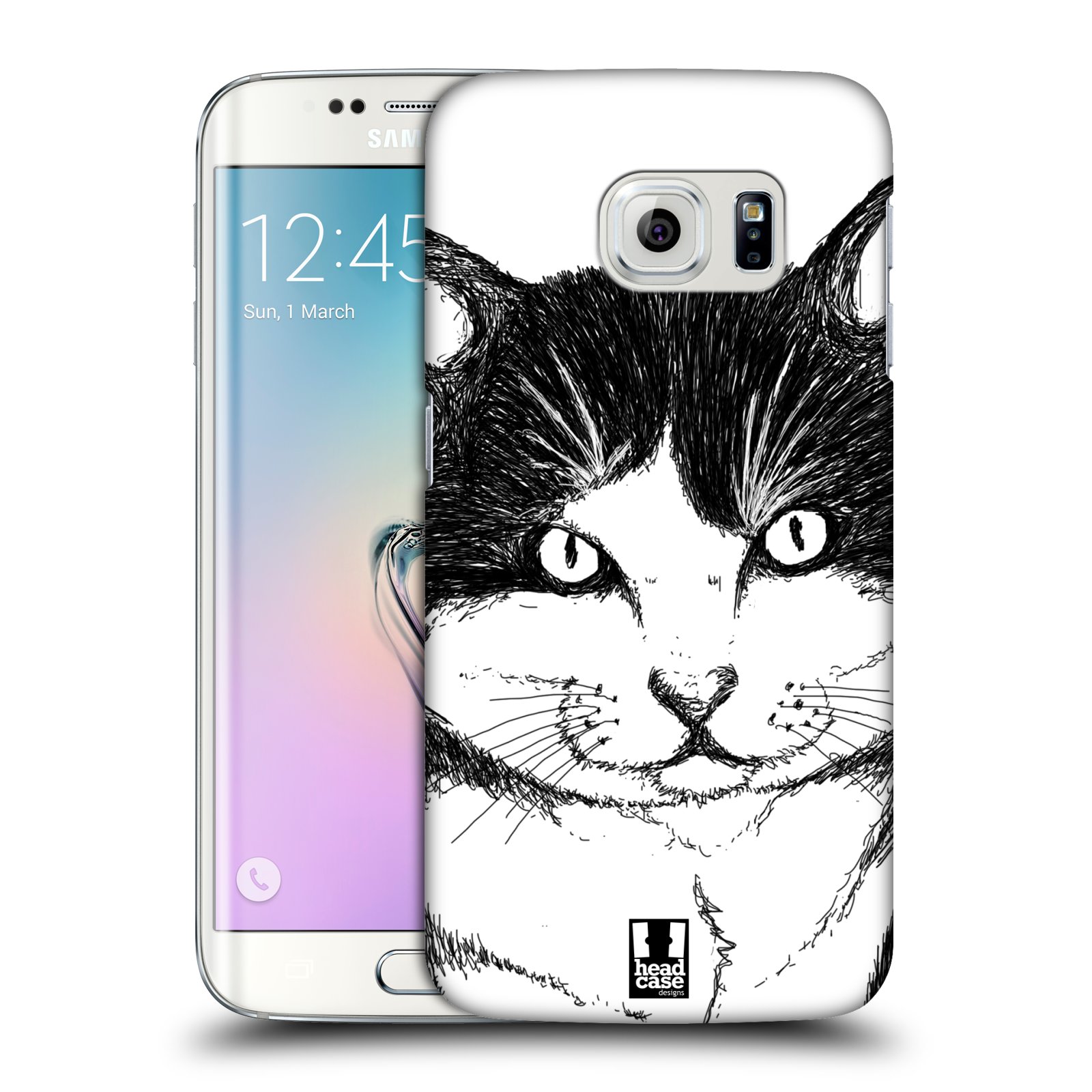 HEAD CASE plastový obal na mobil SAMSUNG Galaxy S6 EDGE (G9250, G925, G925F) vzor Kreslená zvířátka černá a bílá kočka