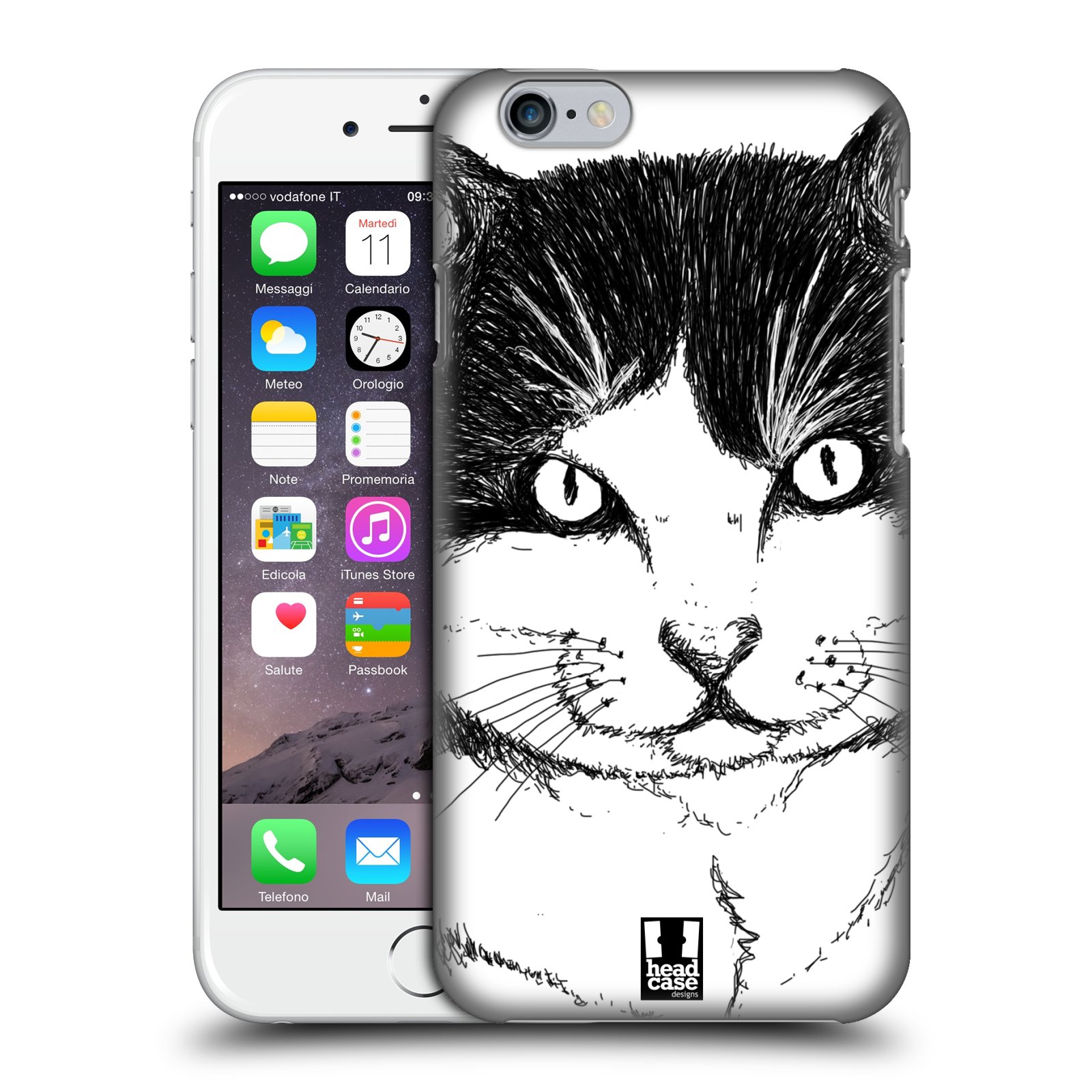 Plastové pouzdro pro mobil Apple Iphone 6/6S vzor Kreslená zvířátka černá a bílá kočka