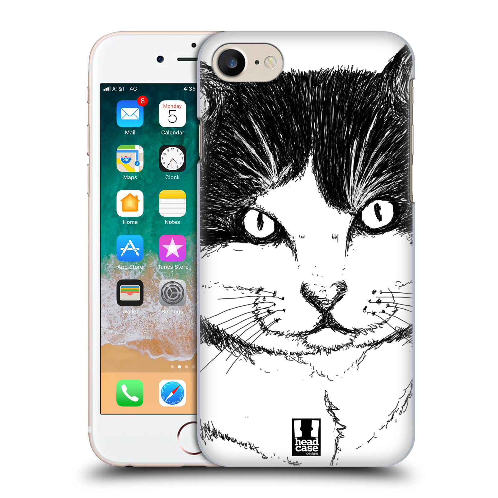 HEAD CASE plastový obal na mobil Apple Iphone 7 vzor Kreslená zvířátka černá a bílá kočka