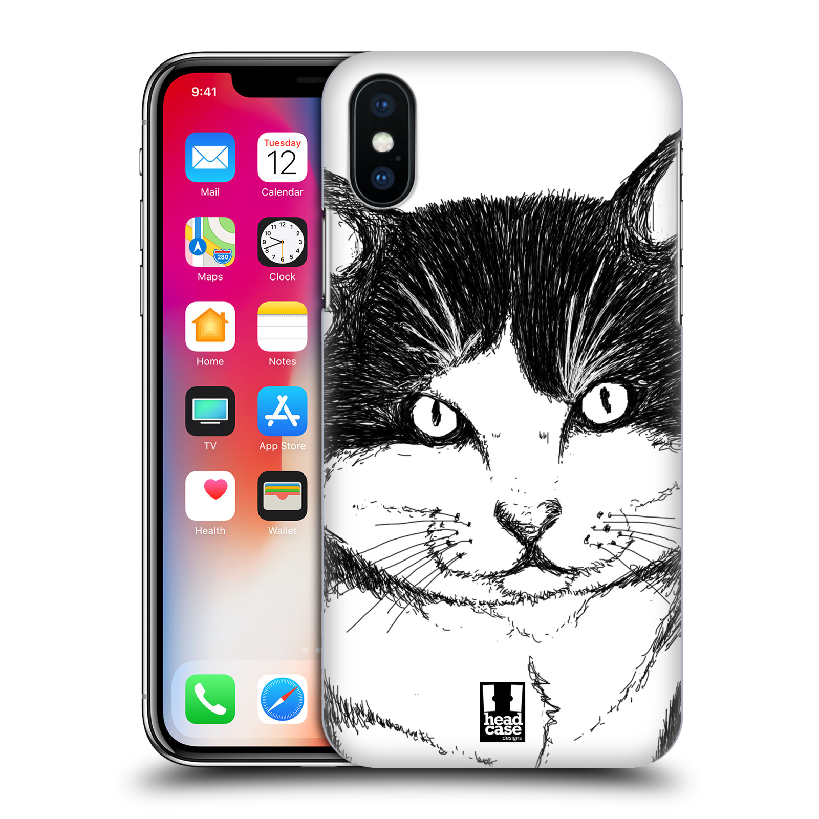 HEAD CASE plastový obal na mobil Apple Iphone X / XS vzor Kreslená zvířátka černá a bílá kočka