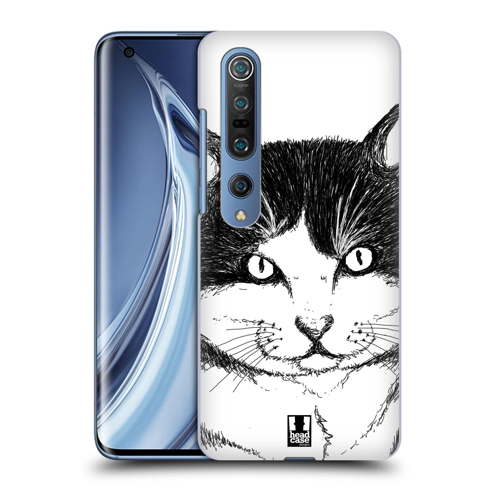 HEAD CASE plastový obal na mobil Xiaomi Mi 10 vzor Kreslená zvířátka černá a bílá kočka
