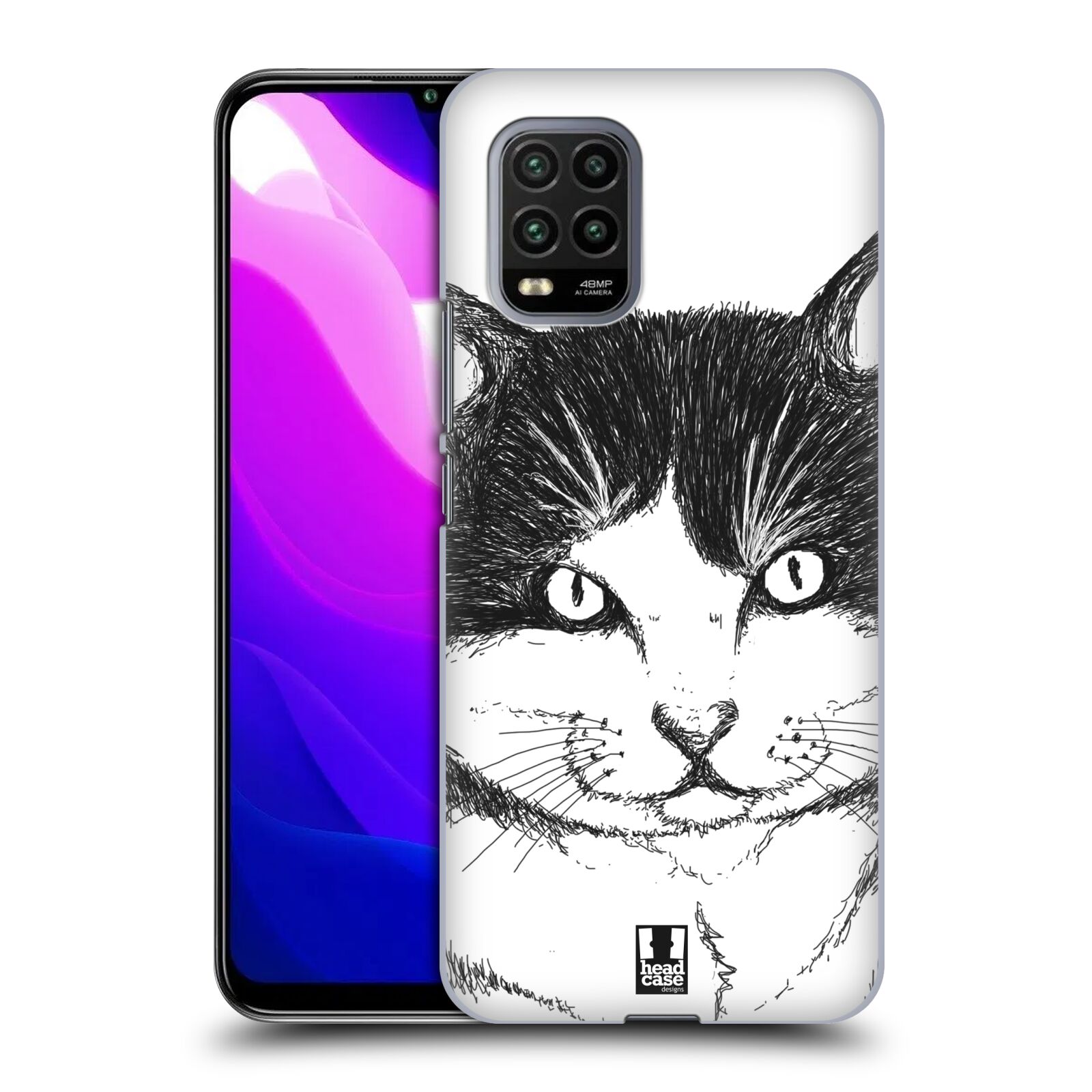 Zadní kryt, obal na mobil Xiaomi Mi 10 LITE vzor Kreslená zvířátka černá a bílá kočka
