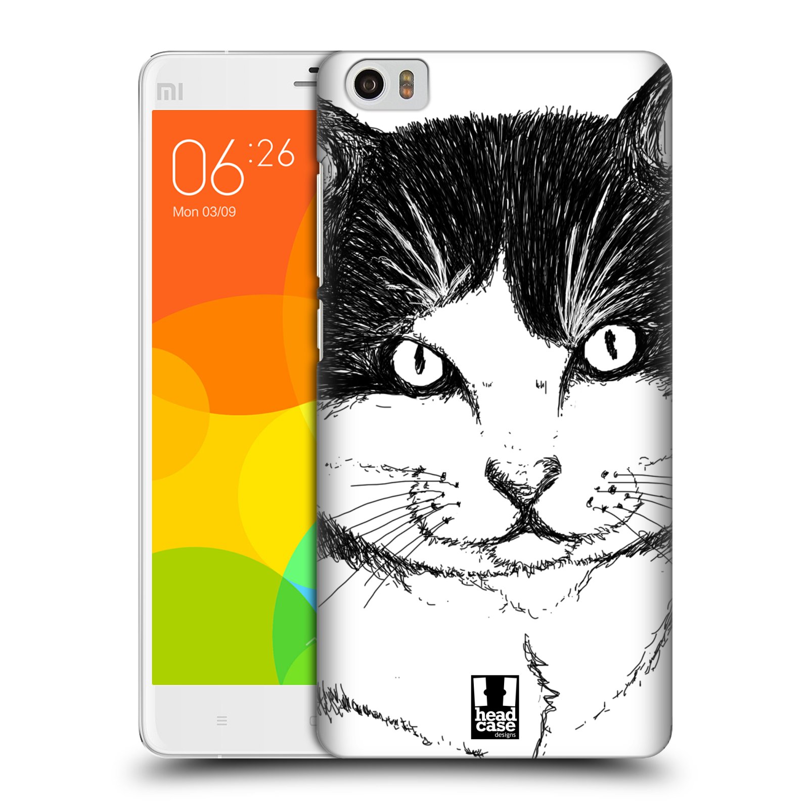 HEAD CASE pevný plastový obal na mobil XIAOMI Mi Note vzor Kreslená zvířátka černá a bílá kočka
