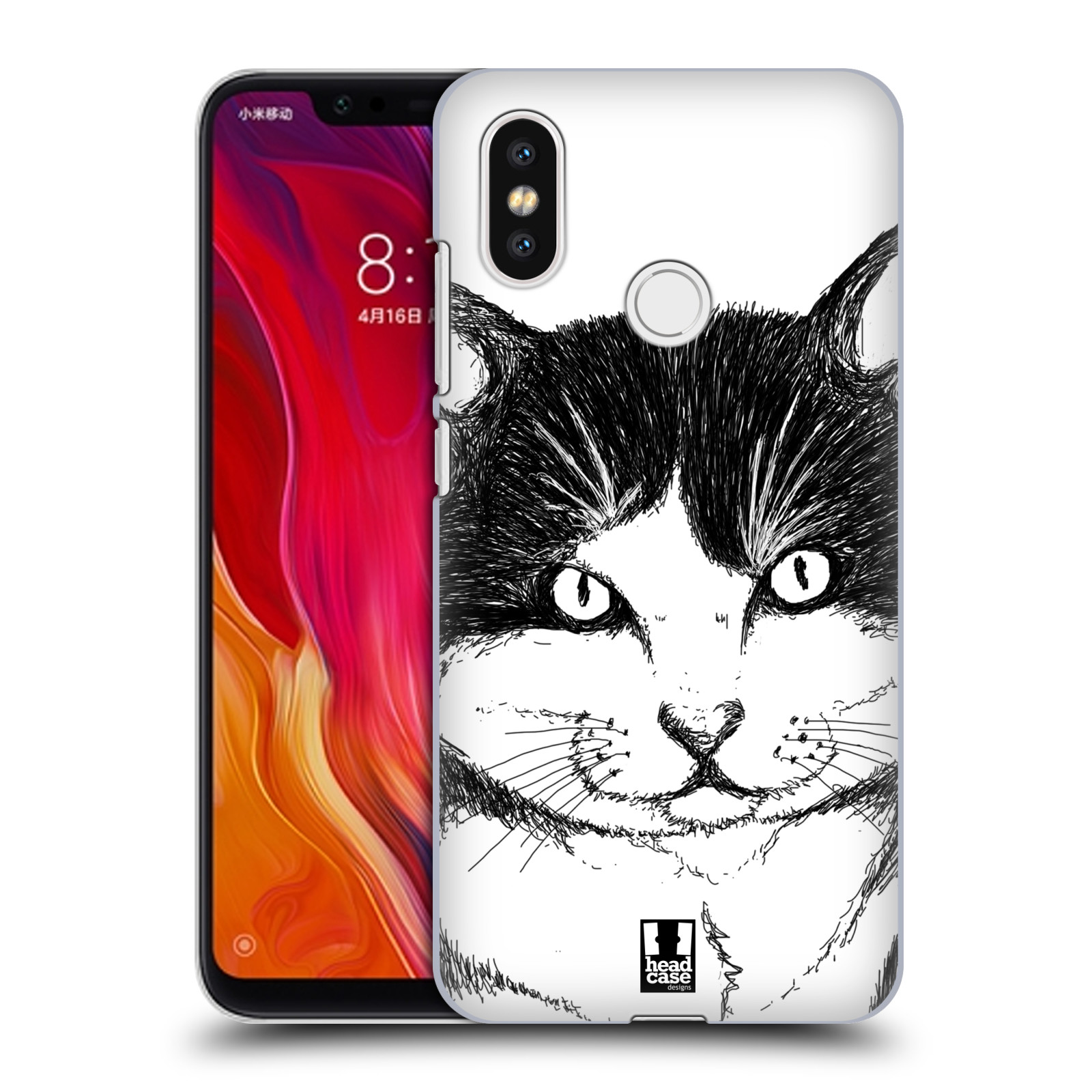 HEAD CASE plastový obal na mobil Xiaomi Mi 8 vzor Kreslená zvířátka černá a bílá kočka