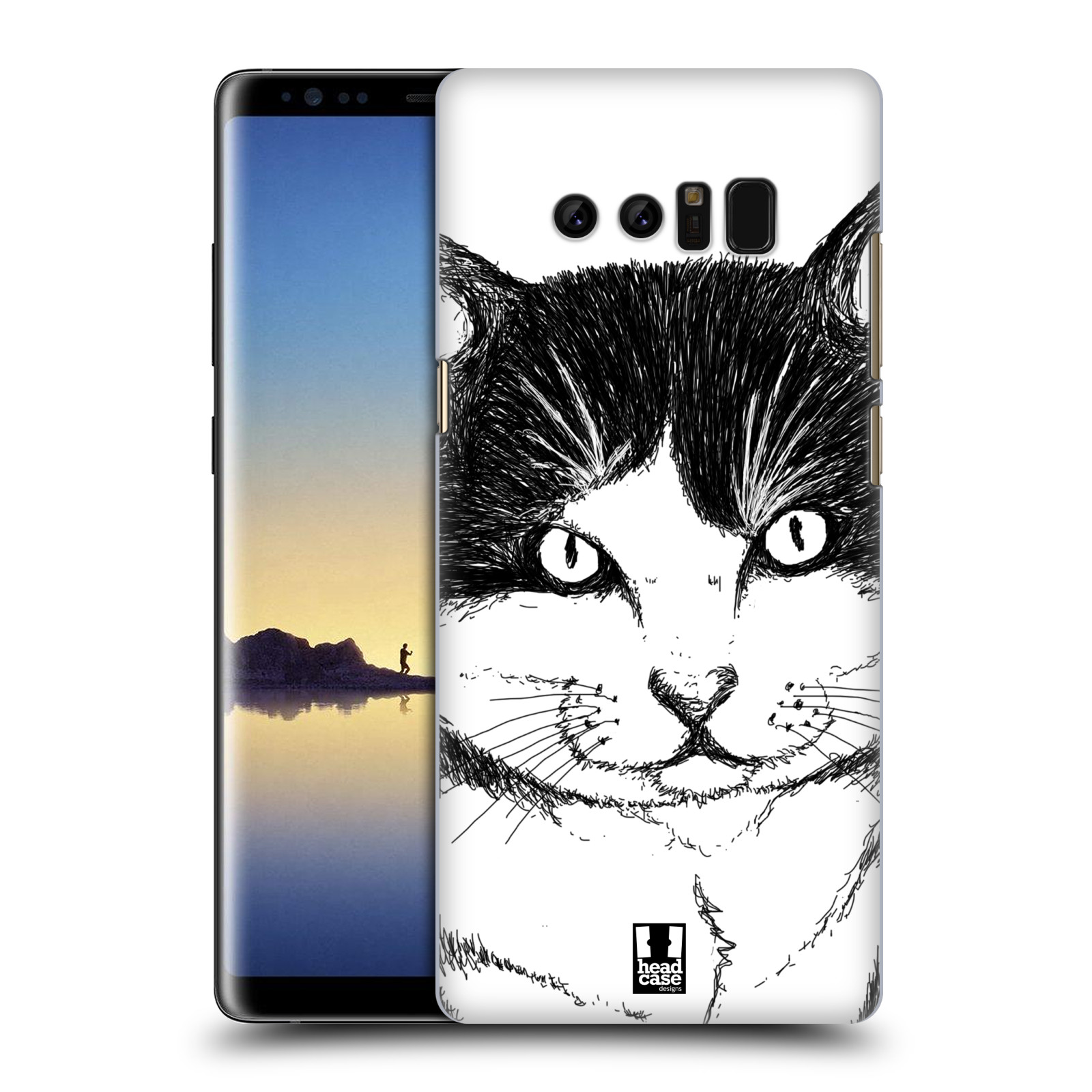 HEAD CASE plastový obal na mobil Samsung Galaxy Note 8 vzor Kreslená zvířátka černá a bílá kočka
