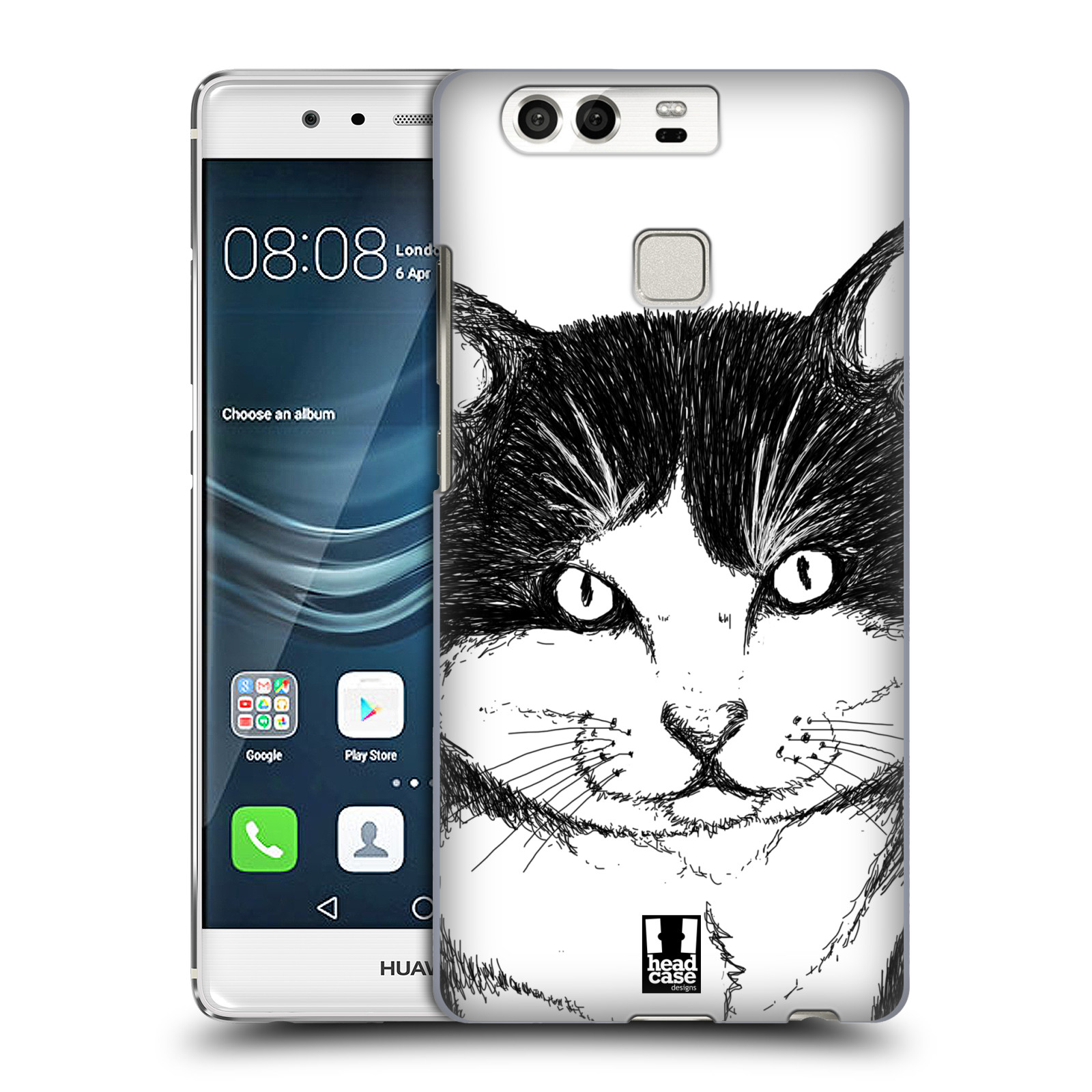 HEAD CASE plastový obal na mobil Huawei P9 / P9 DUAL SIM vzor Kreslená zvířátka černá a bílá kočka