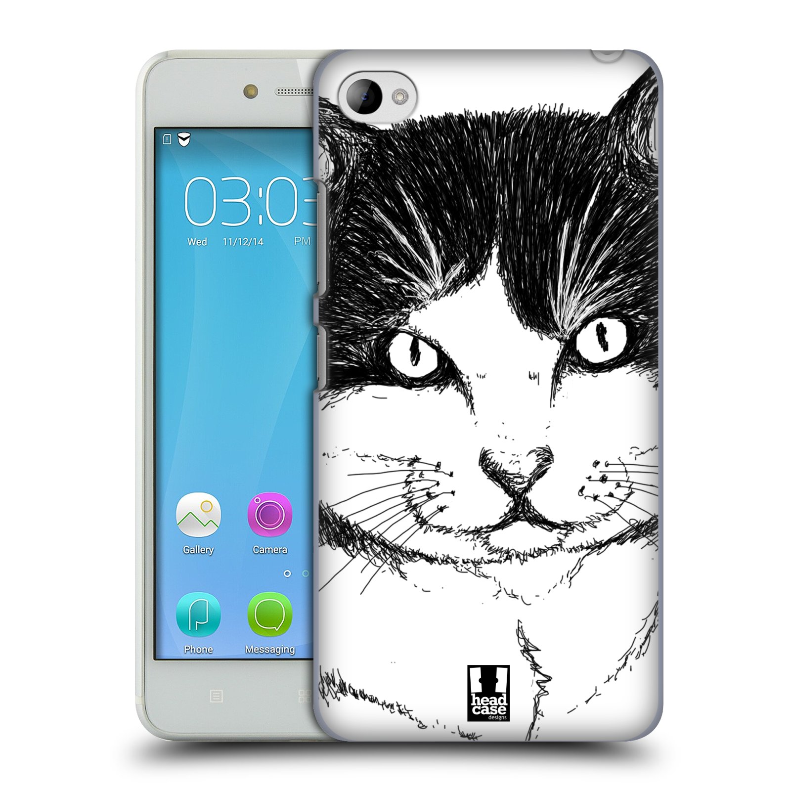 HEAD CASE pevný plastový obal na mobil LENOVO S90 vzor Kreslená zvířátka černá a bílá kočka