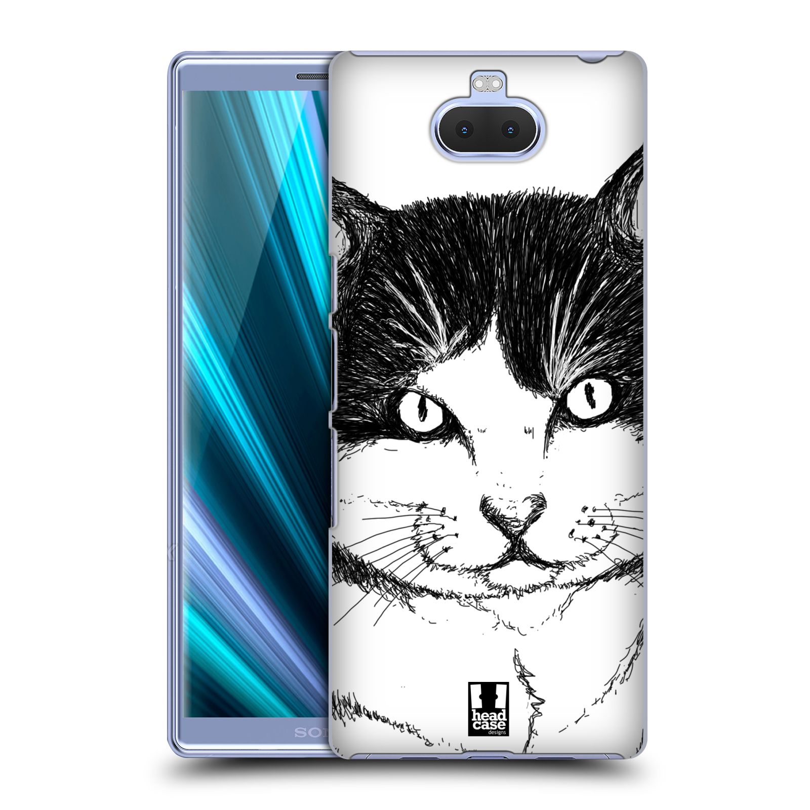 Pouzdro na mobil Sony Xperia 10 - Head Case - vzor Kreslená zvířátka černá a bílá kočka