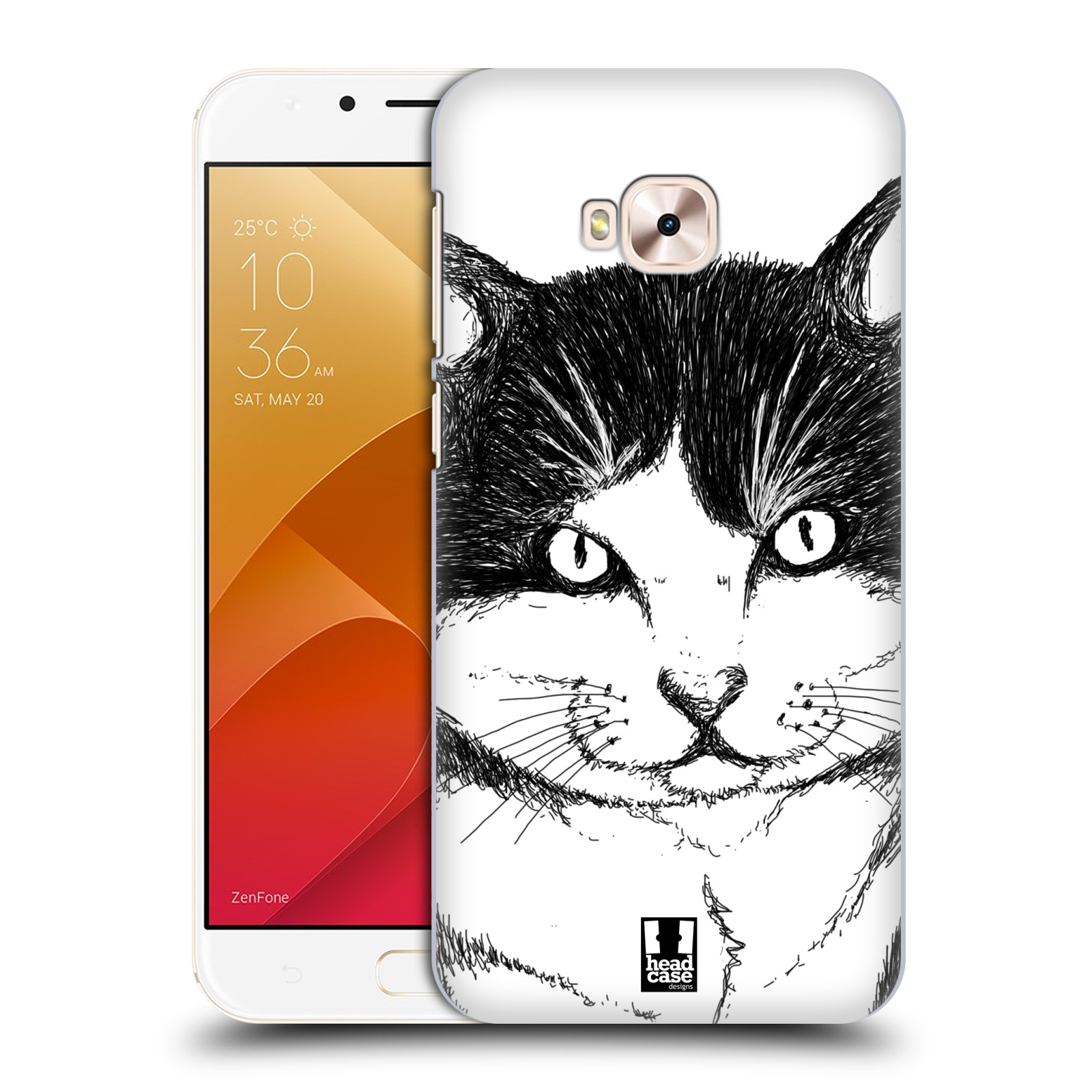 HEAD CASE plastový obal na mobil Asus Zenfone 4 Selfie Pro ZD552KL vzor Kreslená zvířátka černá a bílá kočka